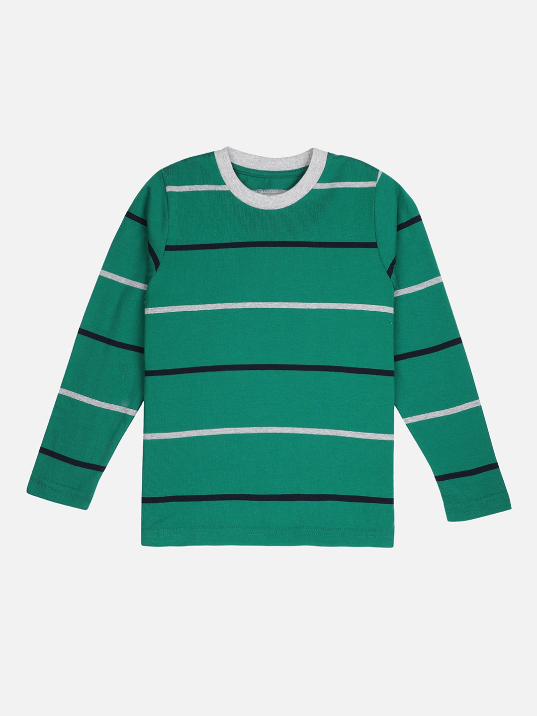 

PROTEENS Boys Green Striped Round Neck T-shirt