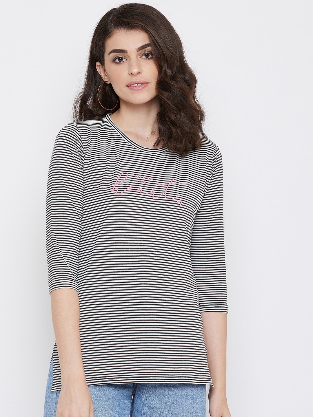 

NEVA Women Black Striped Top