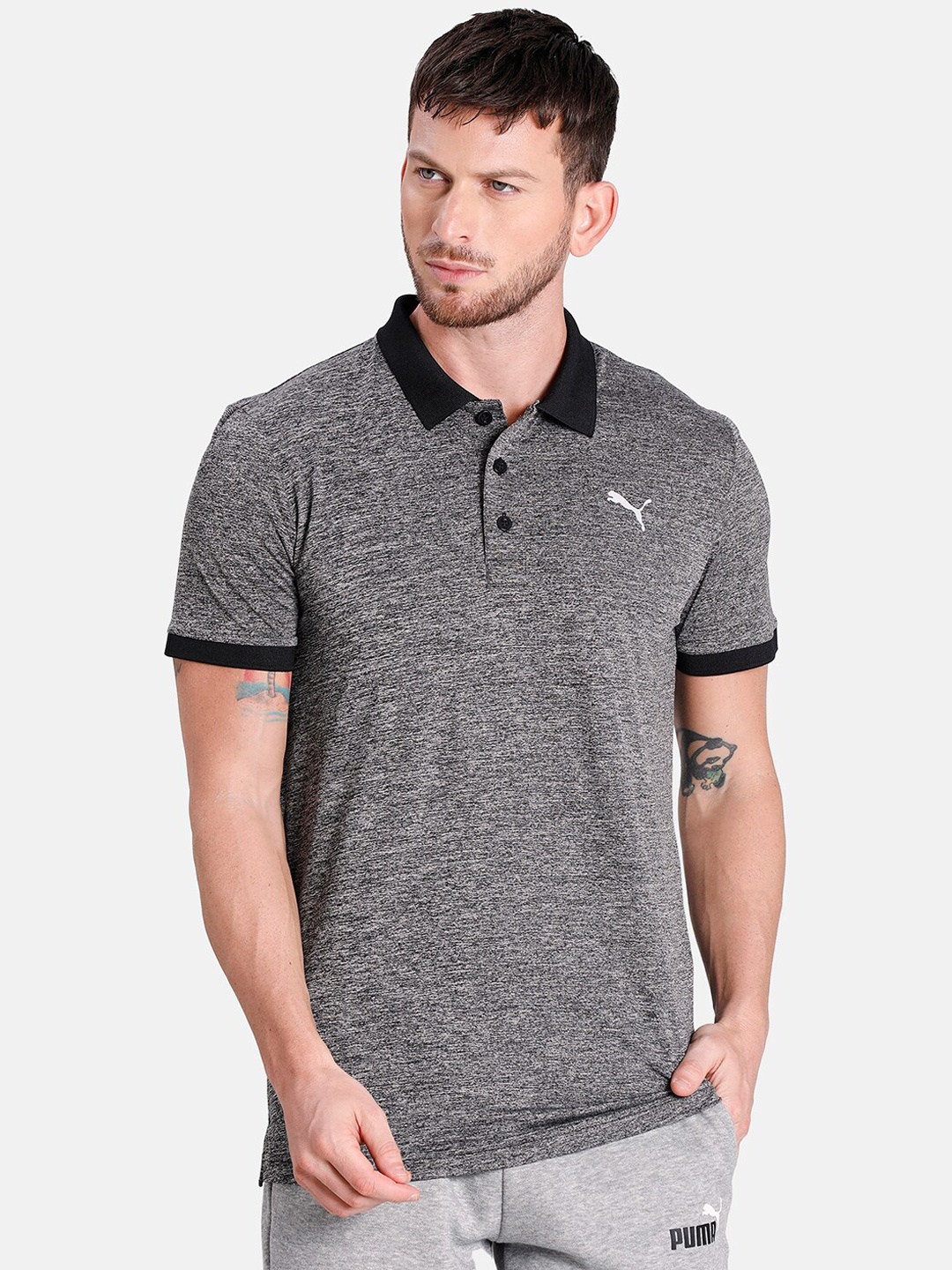 

Puma Men Grey Solid Polo Collar T-shirt