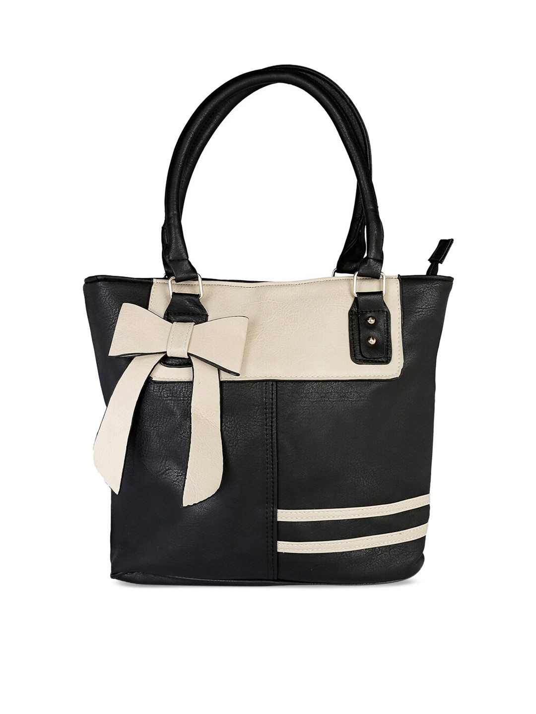 

KLEIO Black & Beige Solid Handheld Bag