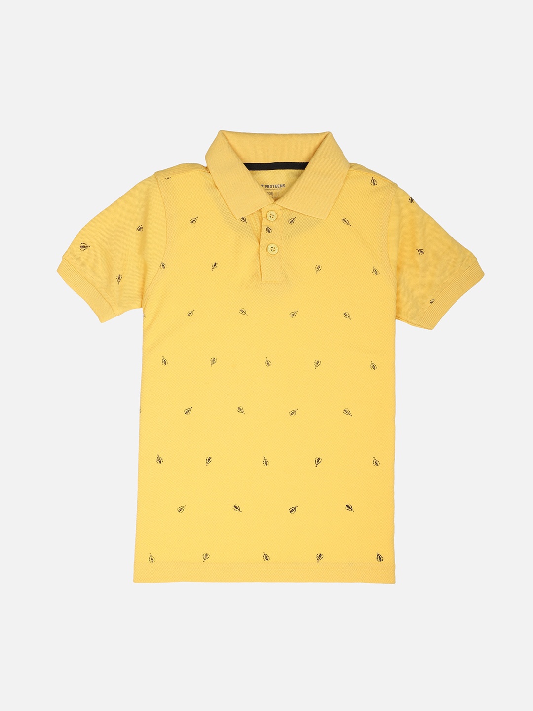 

PROTEENS Boys Yellow Printed Polo Collar T-shirt
