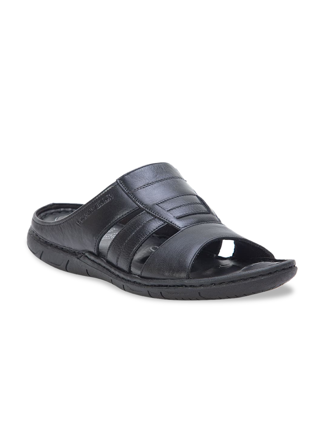 

VON WELLX GERMANY Men Black Leather Comfort Sandals