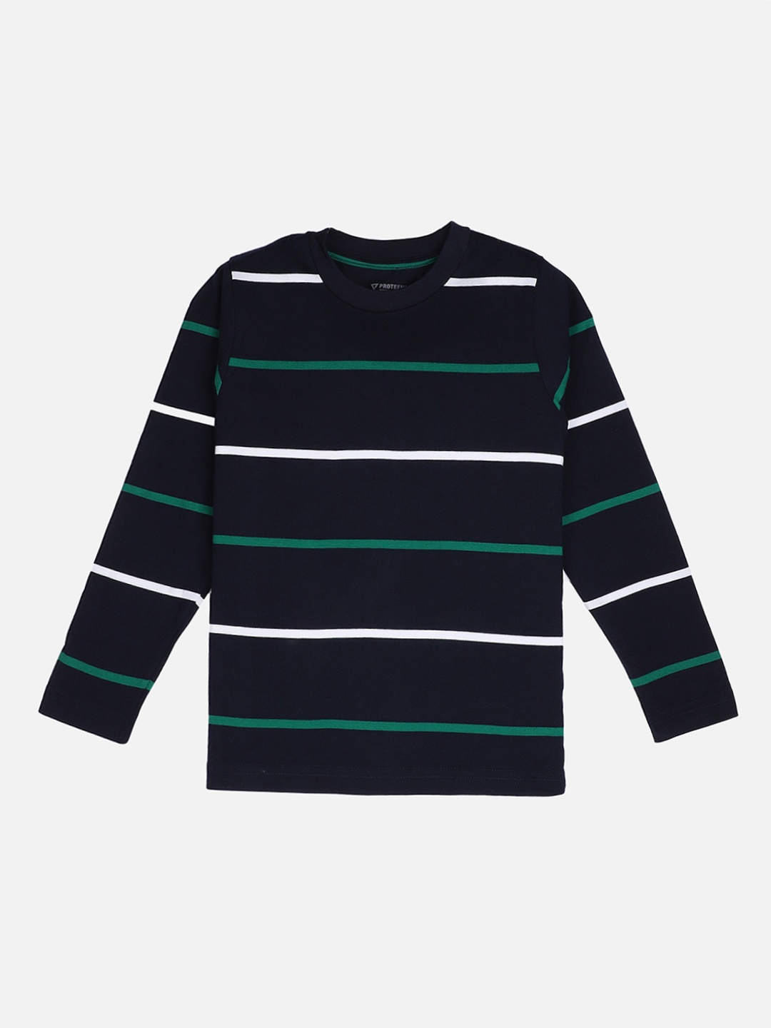 

PROTEENS Boys Navy Blue Striped Round Neck T-shirt