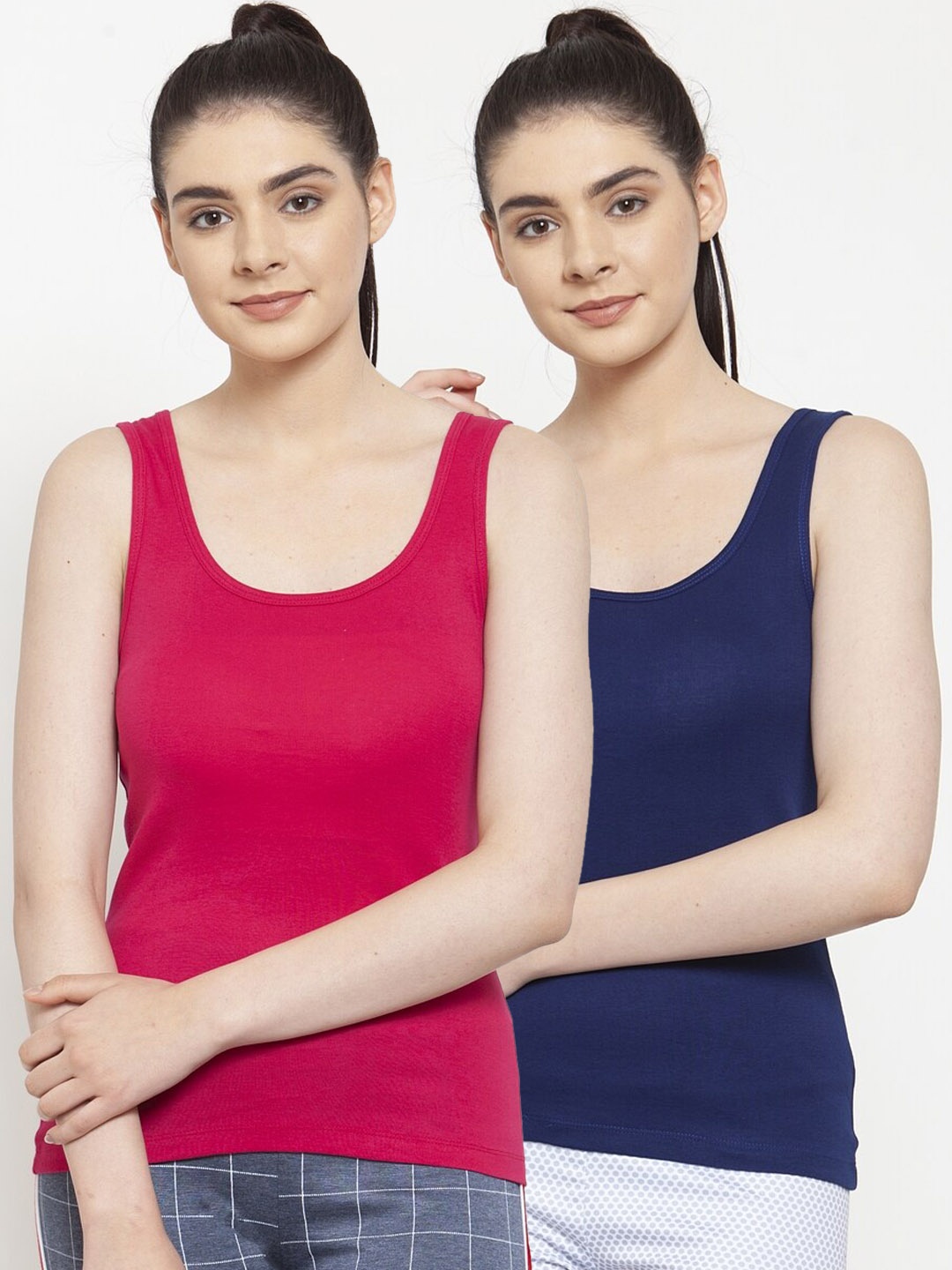 

Friskers Women Blue Solid Tank Top