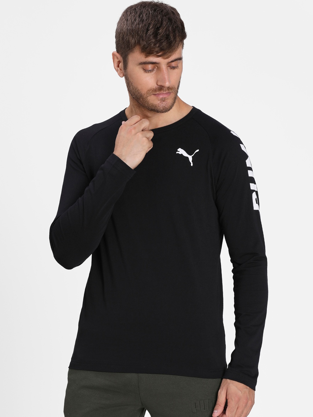 

Puma Men Black Solid Round Neck T-shirt