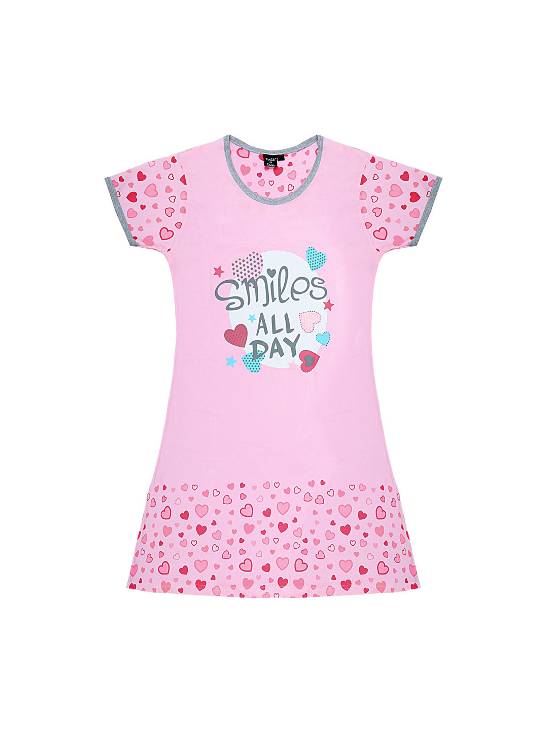 

Todd N Teen Girls Pink & Off-White Printed Nightdress