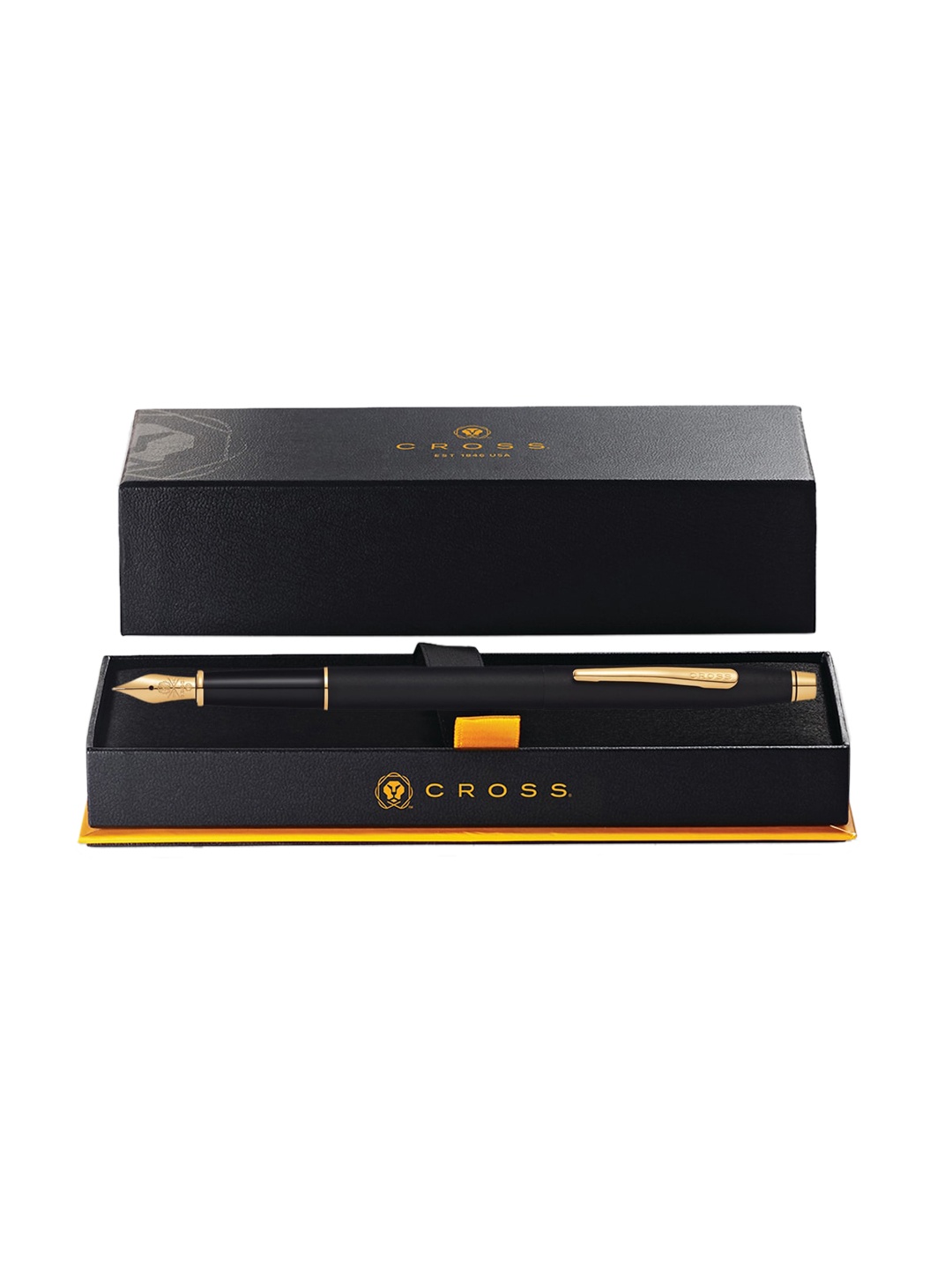 

Cross Black & Gold-Toned Century Classic Black Med GPLT Nib Fountain Pen With Gift Box