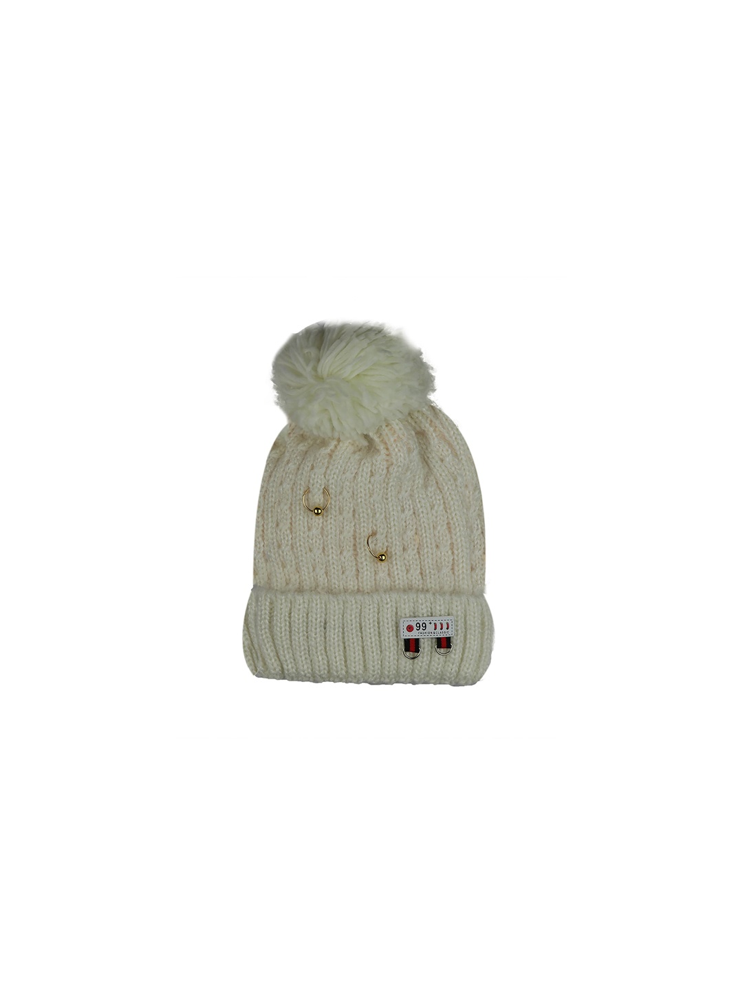 

iSWEVEN Unisex Off-White Self Design Beanie