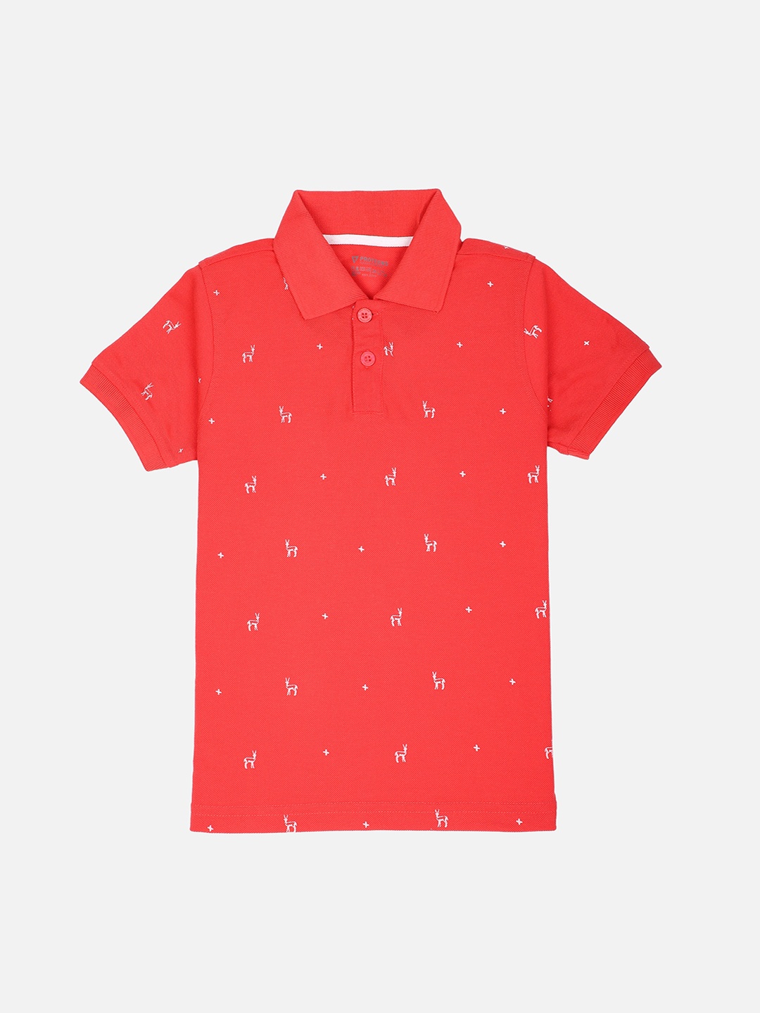 

PROTEENS Boys Red Printed Polo Collar T-shirt