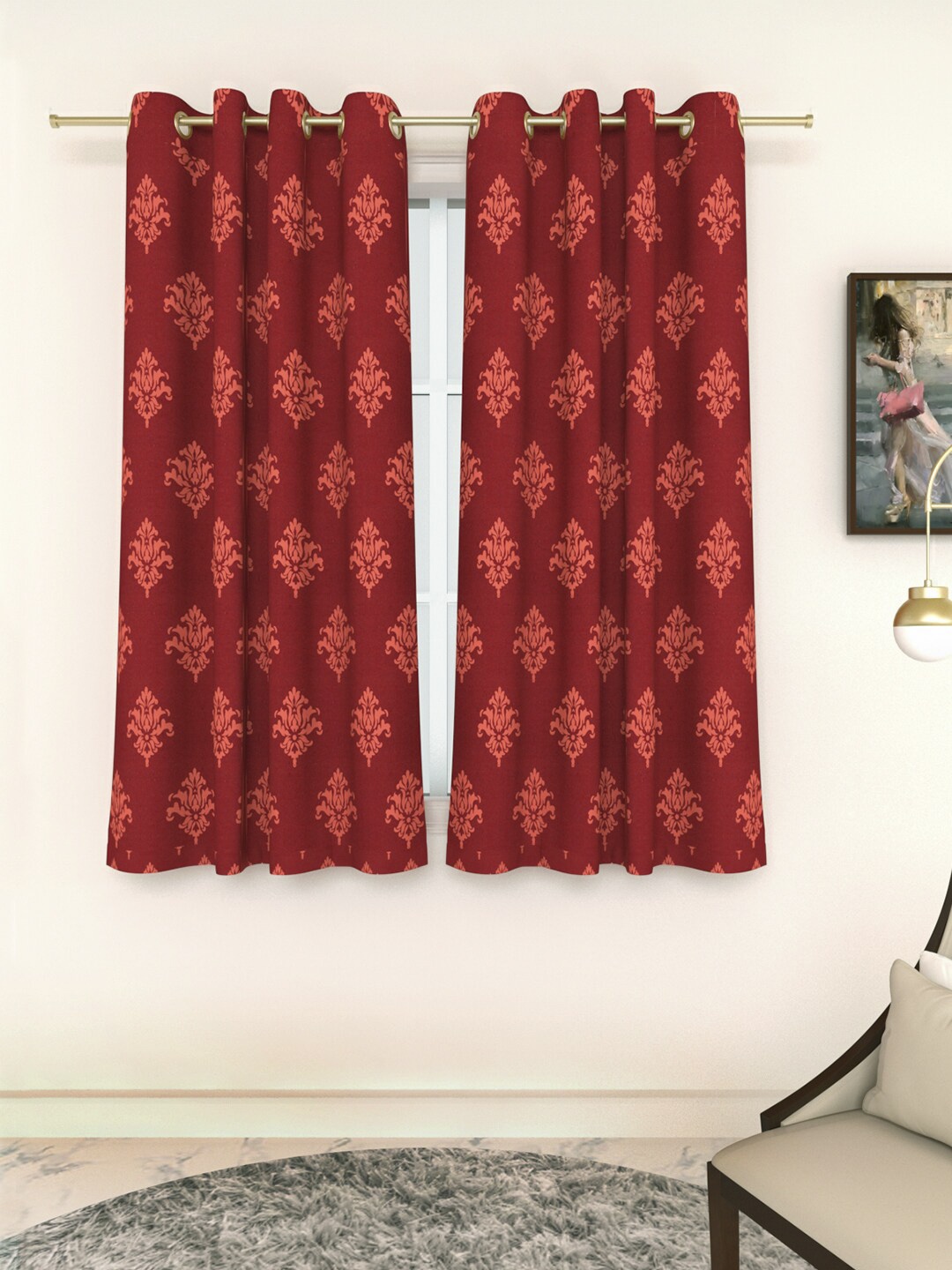 

Soumya Maroon Single Window Curtain