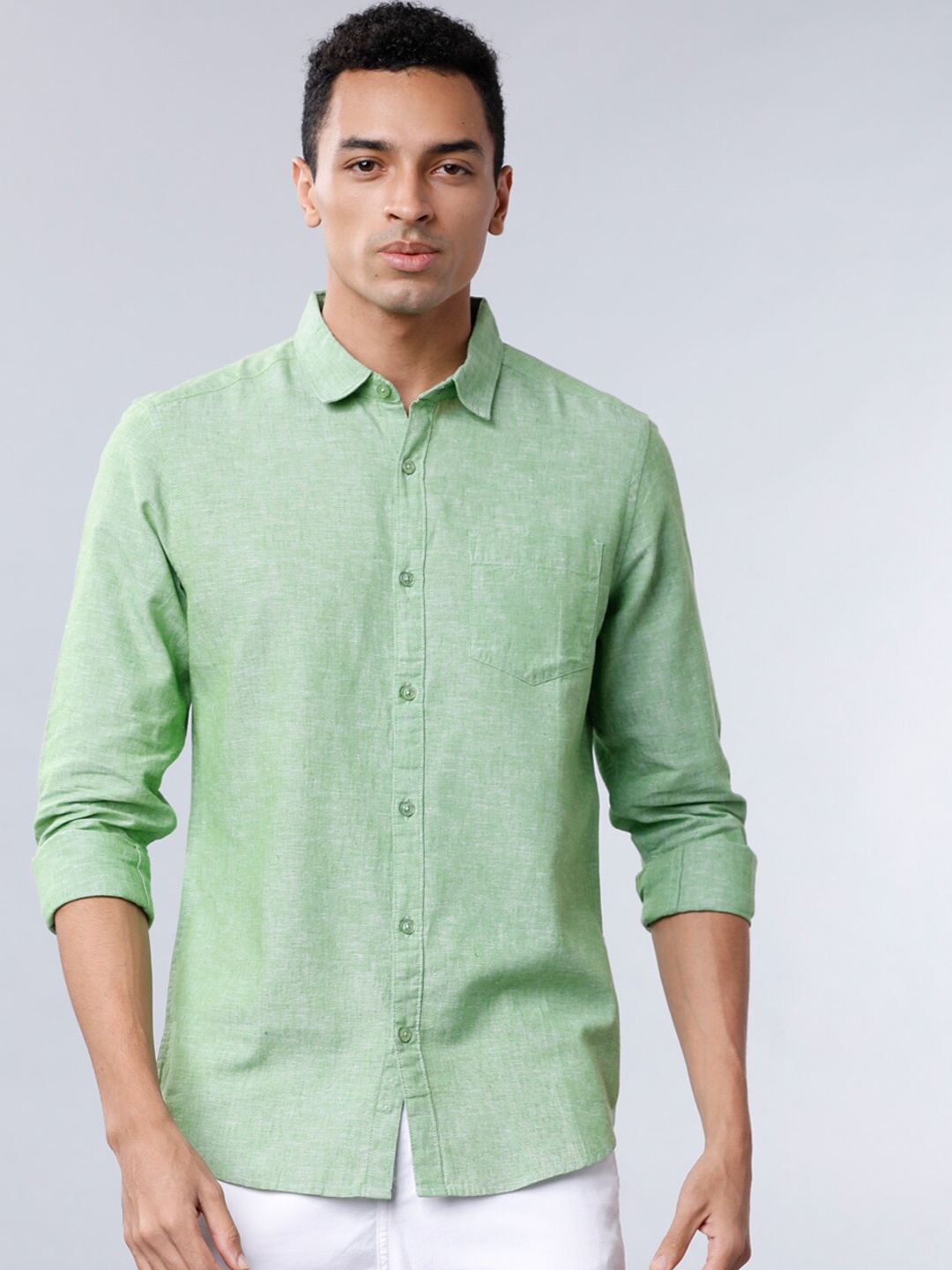 

HIGHLANDER Men Mint Green Slim Fit Solid Casual Shirt