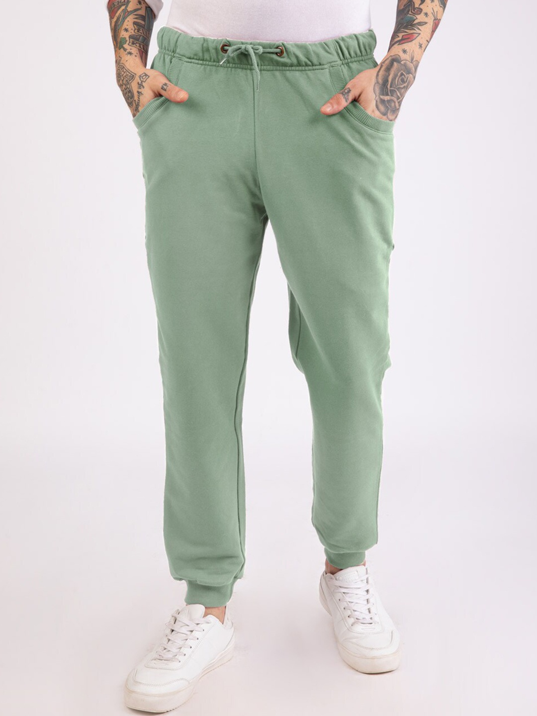 

Bewakoof Men Green Solid Straight-Fit Joggers