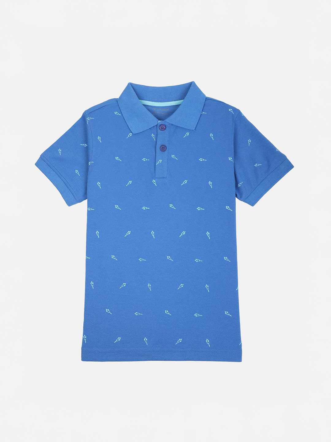

PROTEENS Boys Blue Printed Polo Collar T-shirt