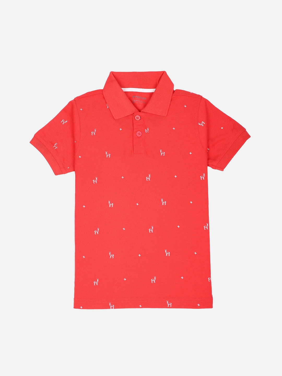 

PROTEENS Boys Red Printed Polo Collar T-shirt