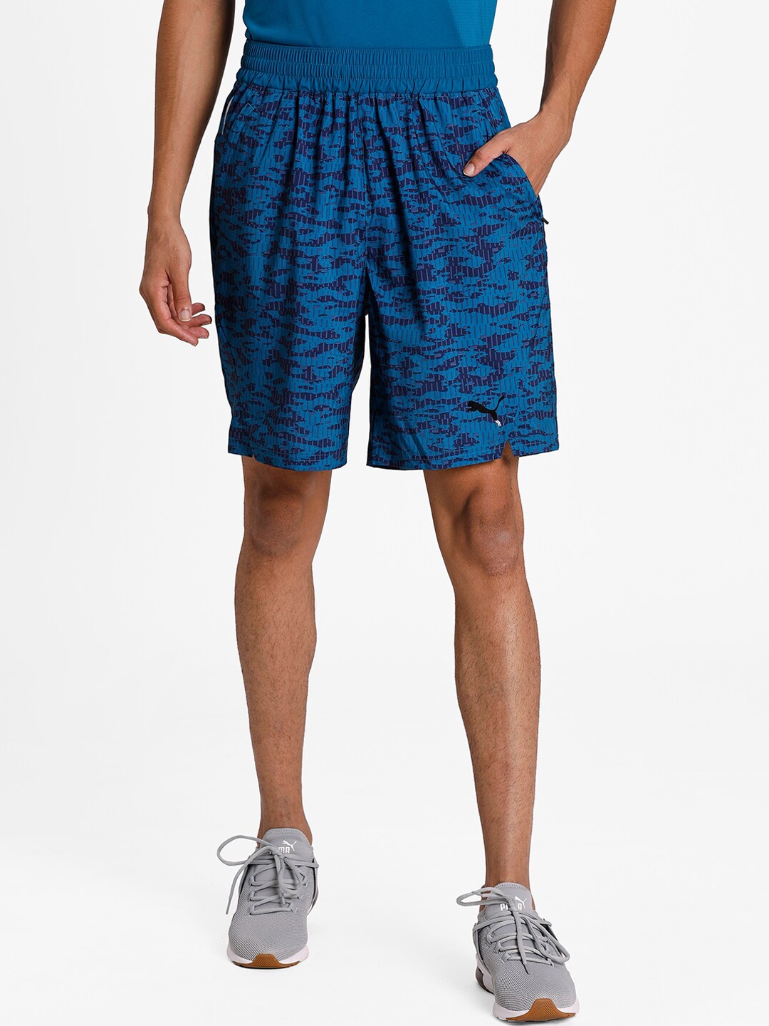 Puma Men Blue Printed Regular Fit 8" dryCELL Sports Shorts