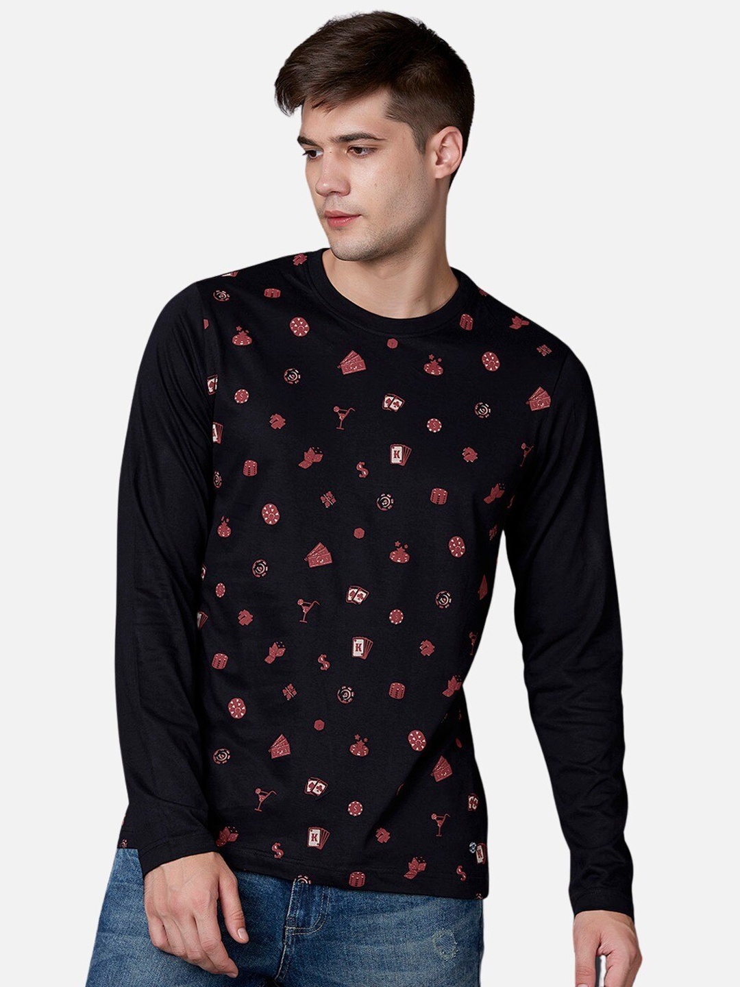 

MARCA Disati Men Black Printed High Neck T-shirt