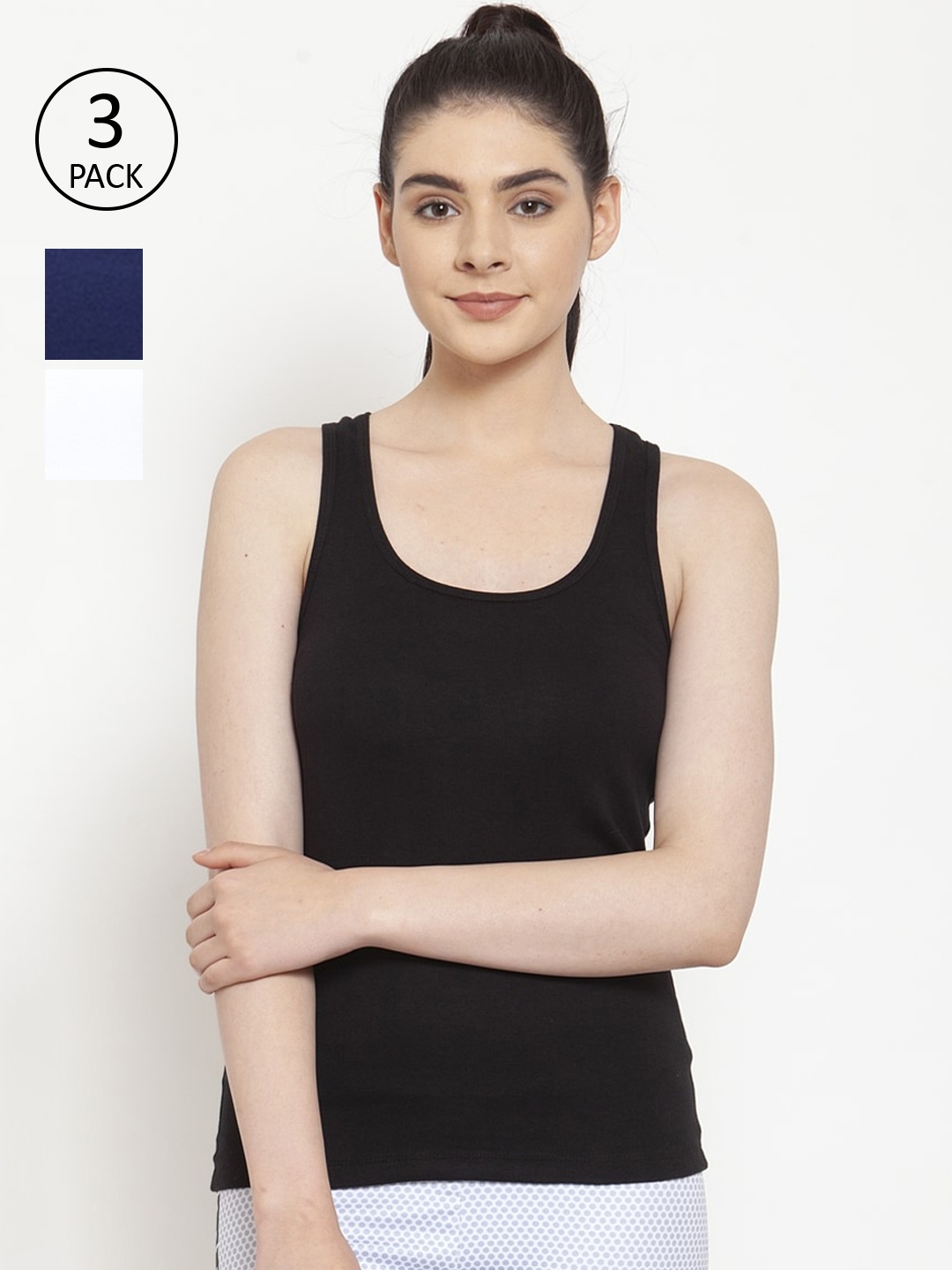 

Friskers Women Black Solid Tank Top