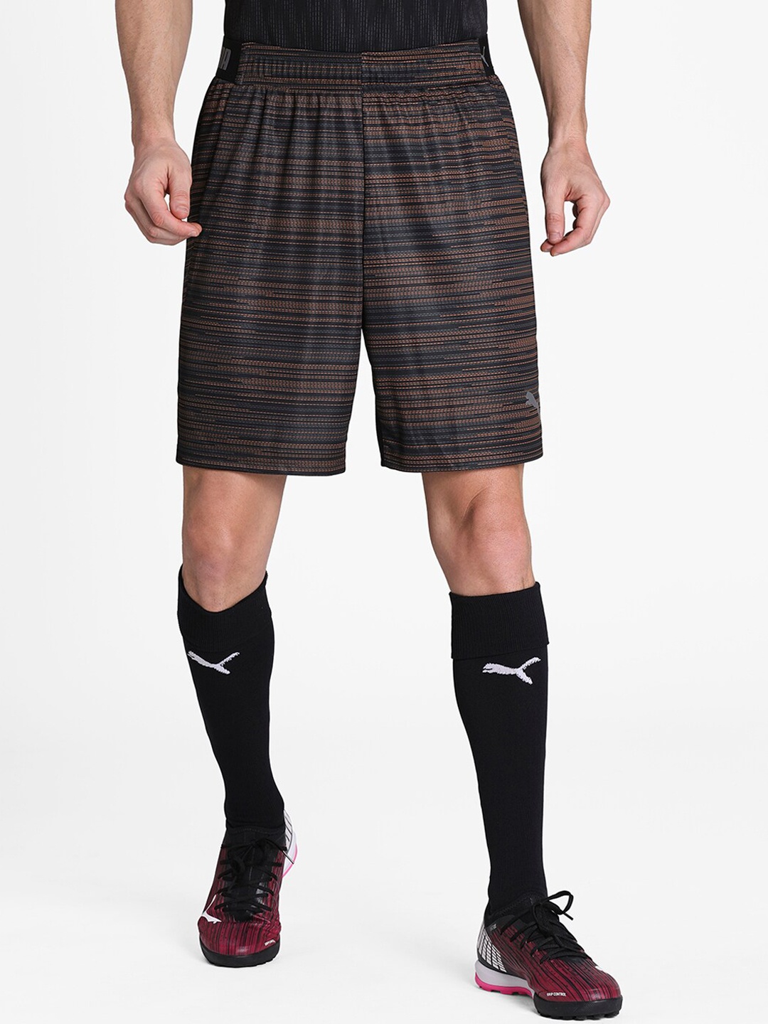 

Puma Men Black Printed Regular Fit Sports Shorts