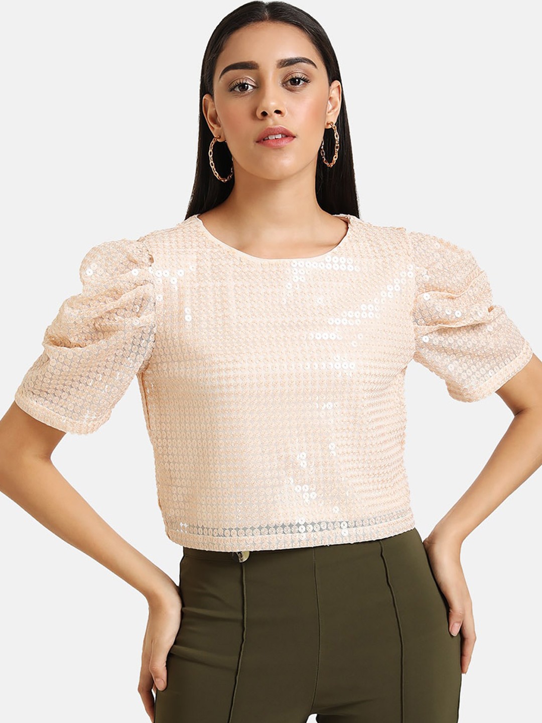 

Kazo Women Peach-Coloured Embellished Top