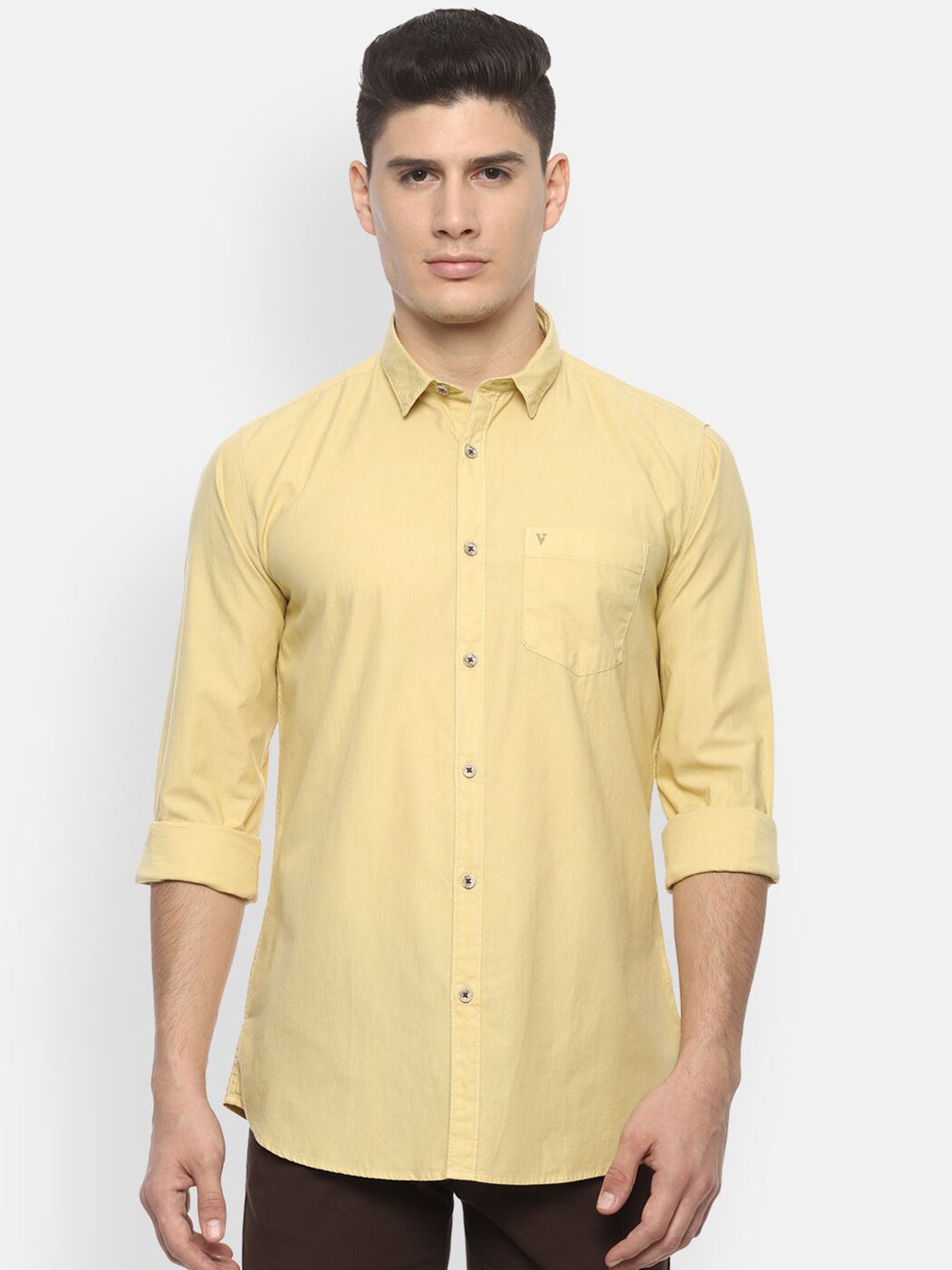 

Van Heusen Sport Men Yellow Slim Fit Solid Casual Shirt