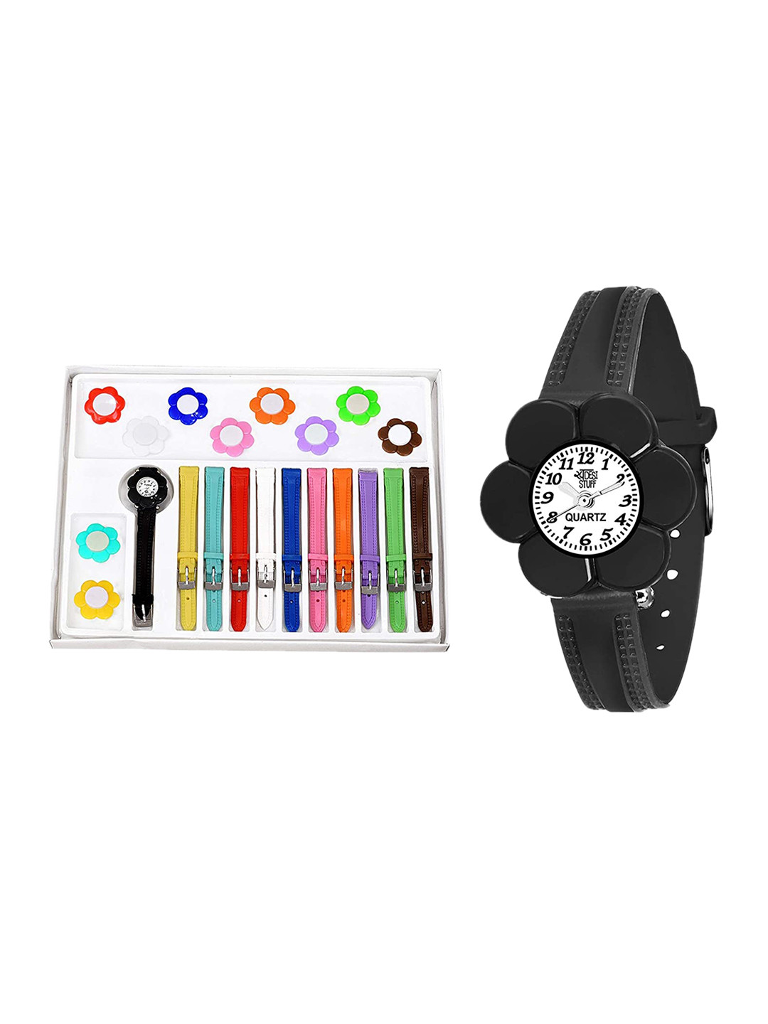 

SWADESI STUFF Girls Black & Off-White Analogue Watch