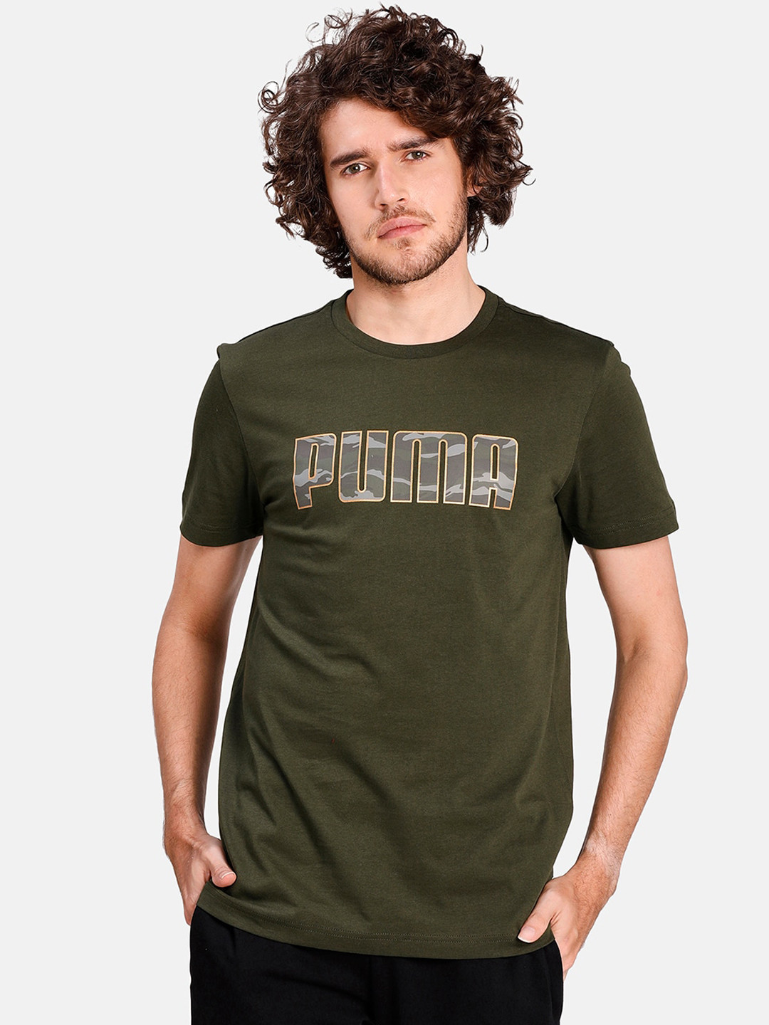 

Puma Men Green Printed Round Neck T-shirt