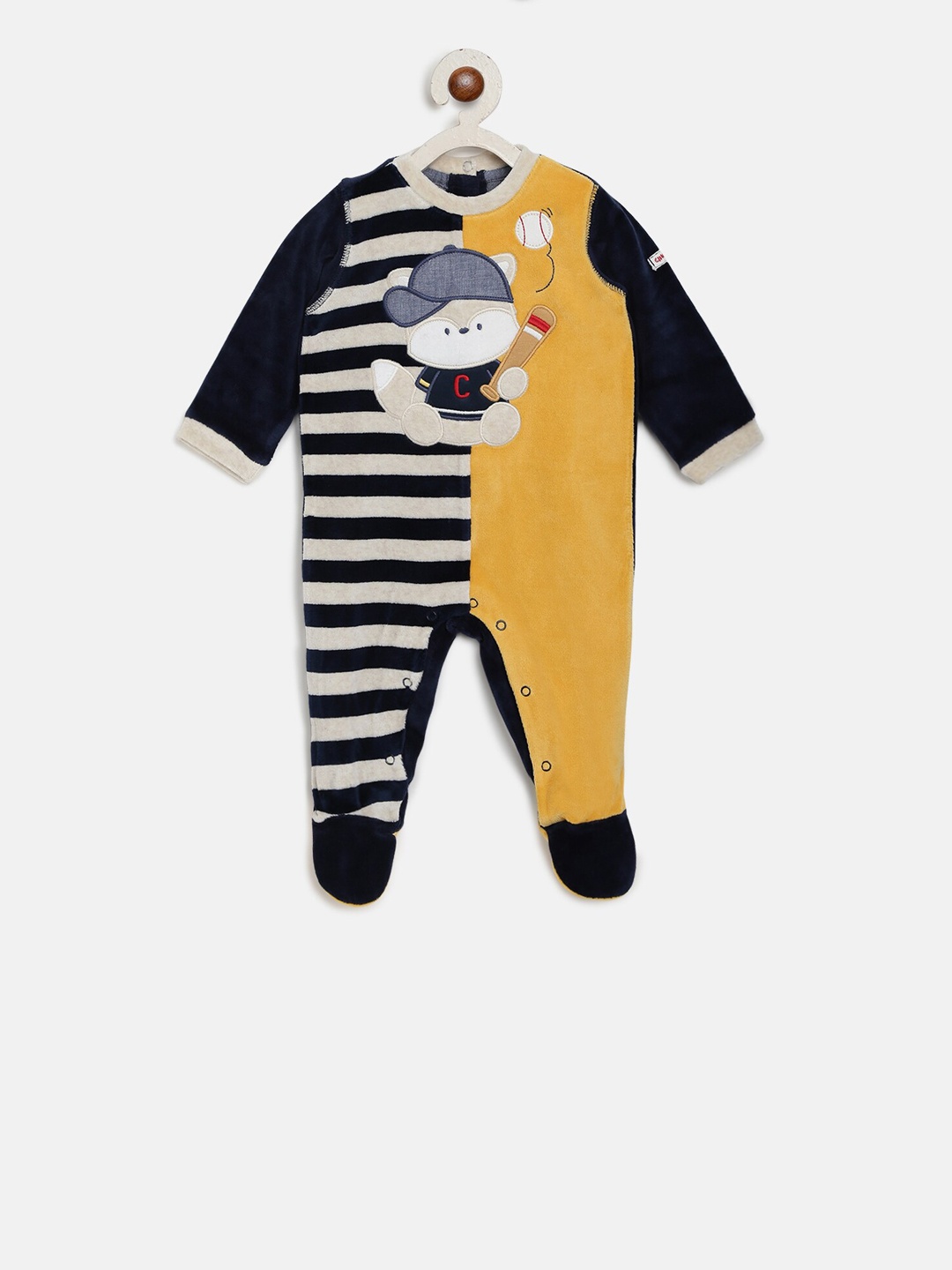 

Chicco Infant Boys Navy Blue & Yellow Applique Sleepsuit