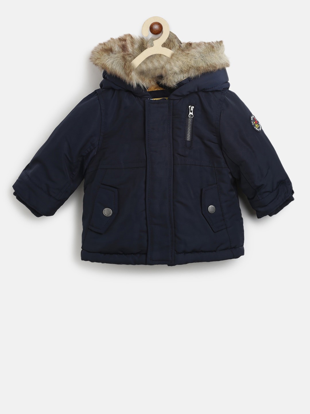 

Chicco Boys Navy Blue Solid Water Resistant Parka