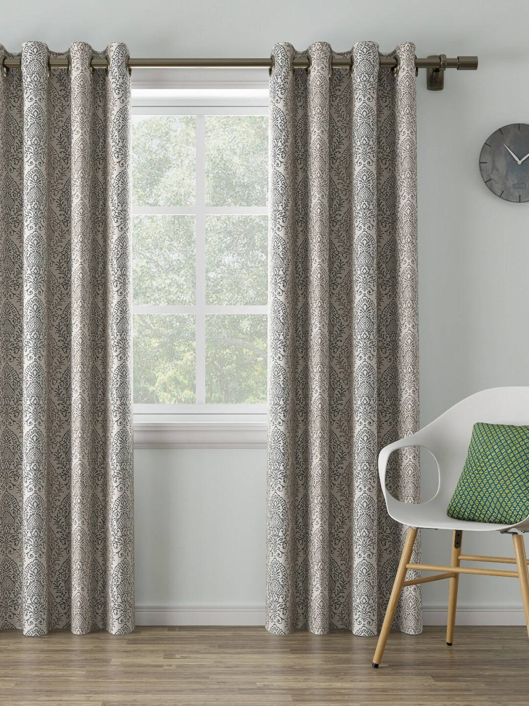 

DDecor Beige & Blue Printed Single Door Curtain