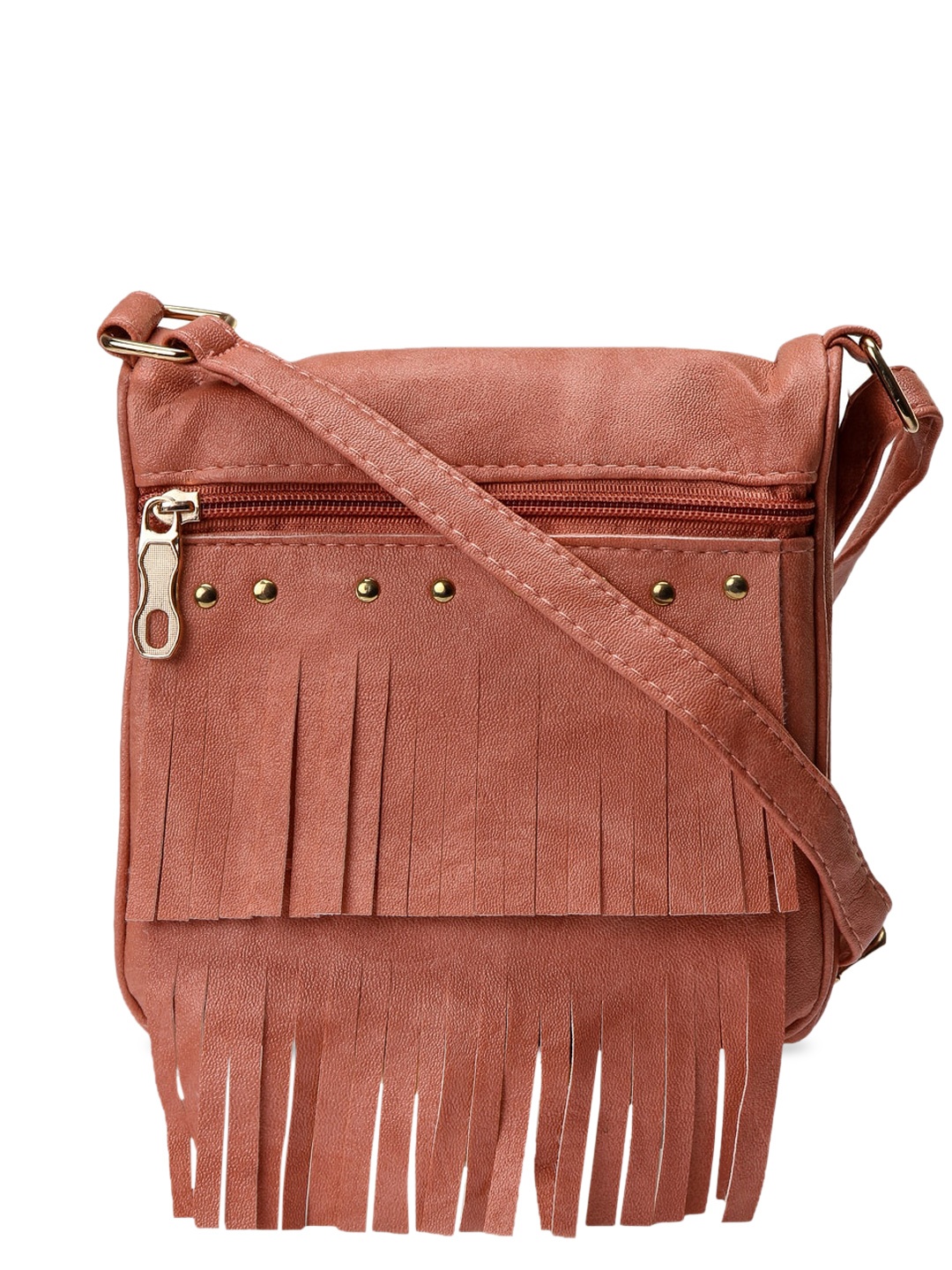 

KLEIO Peach-Coloured Solid Sling Bag