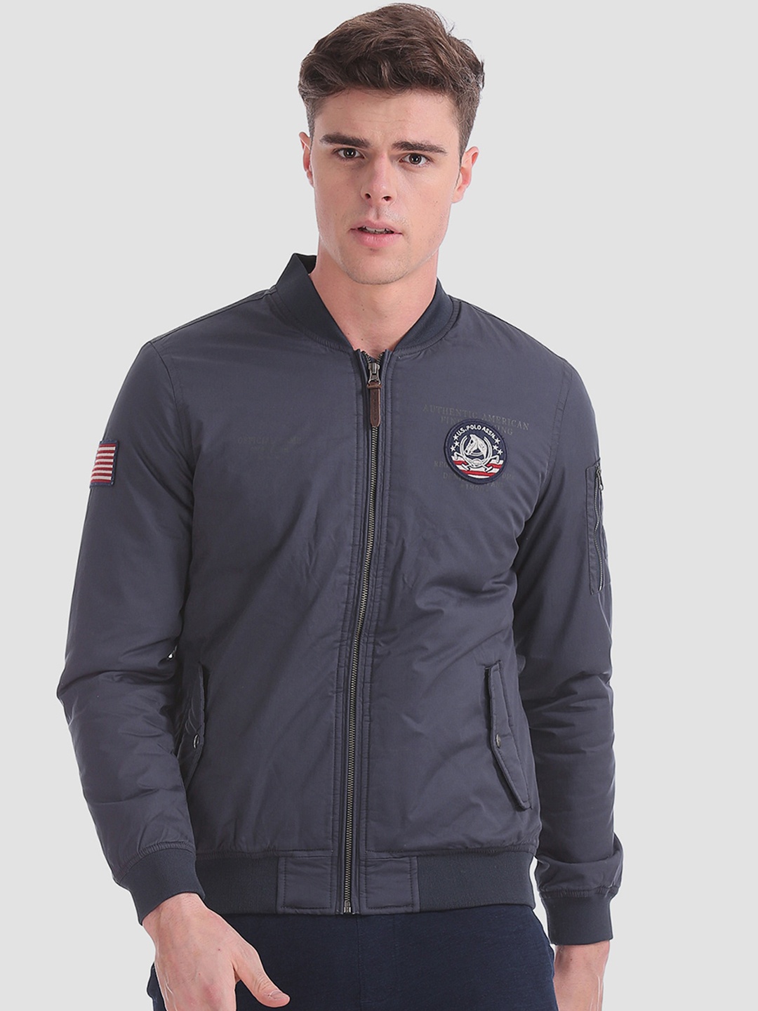 

U.S. Polo Assn. Denim Co. Men Blue Solid Bomber Jacket