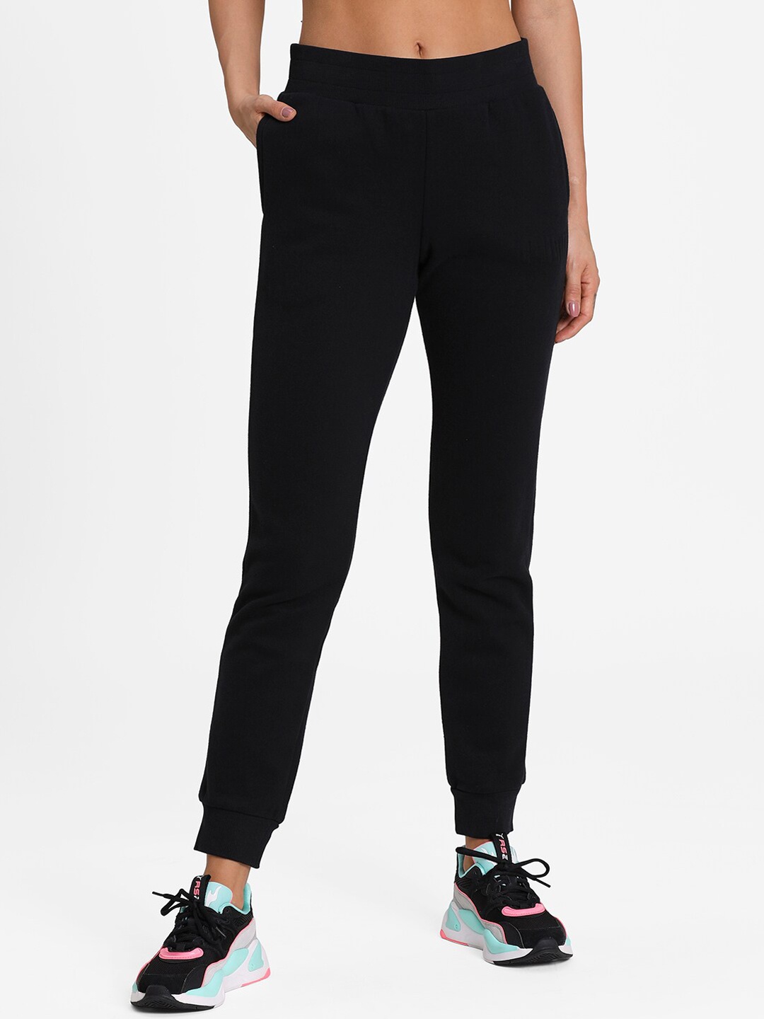 

Puma Women Black Solid Straight-Fit Modern Basics Joggers