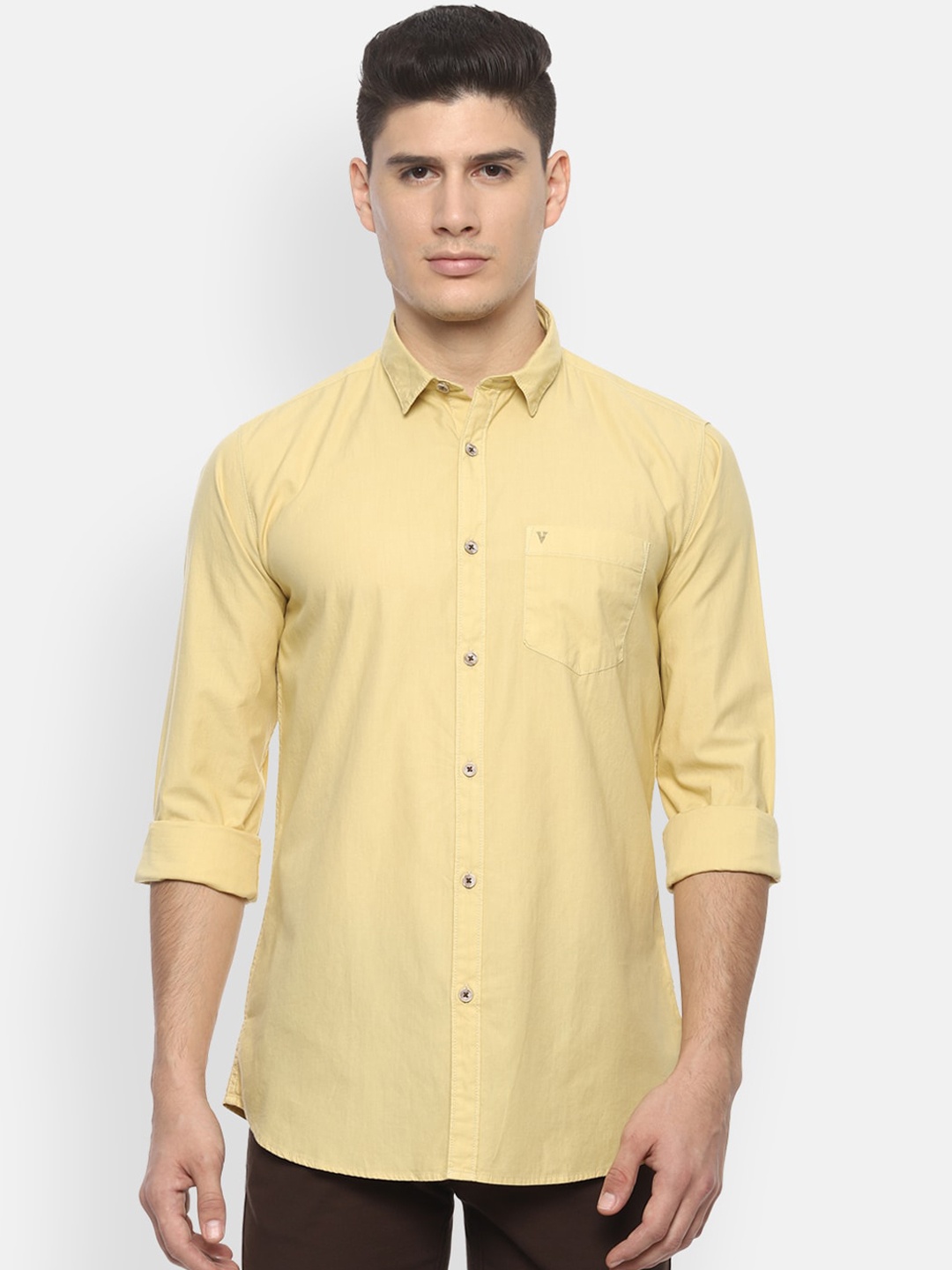 

Van Heusen Sport Men Yellow Slim Fit Solid Casual Shirt