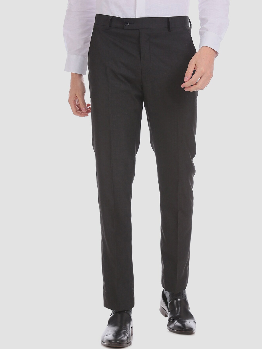 

Arrow Men Black Regular Fit Checked Formal Trousers