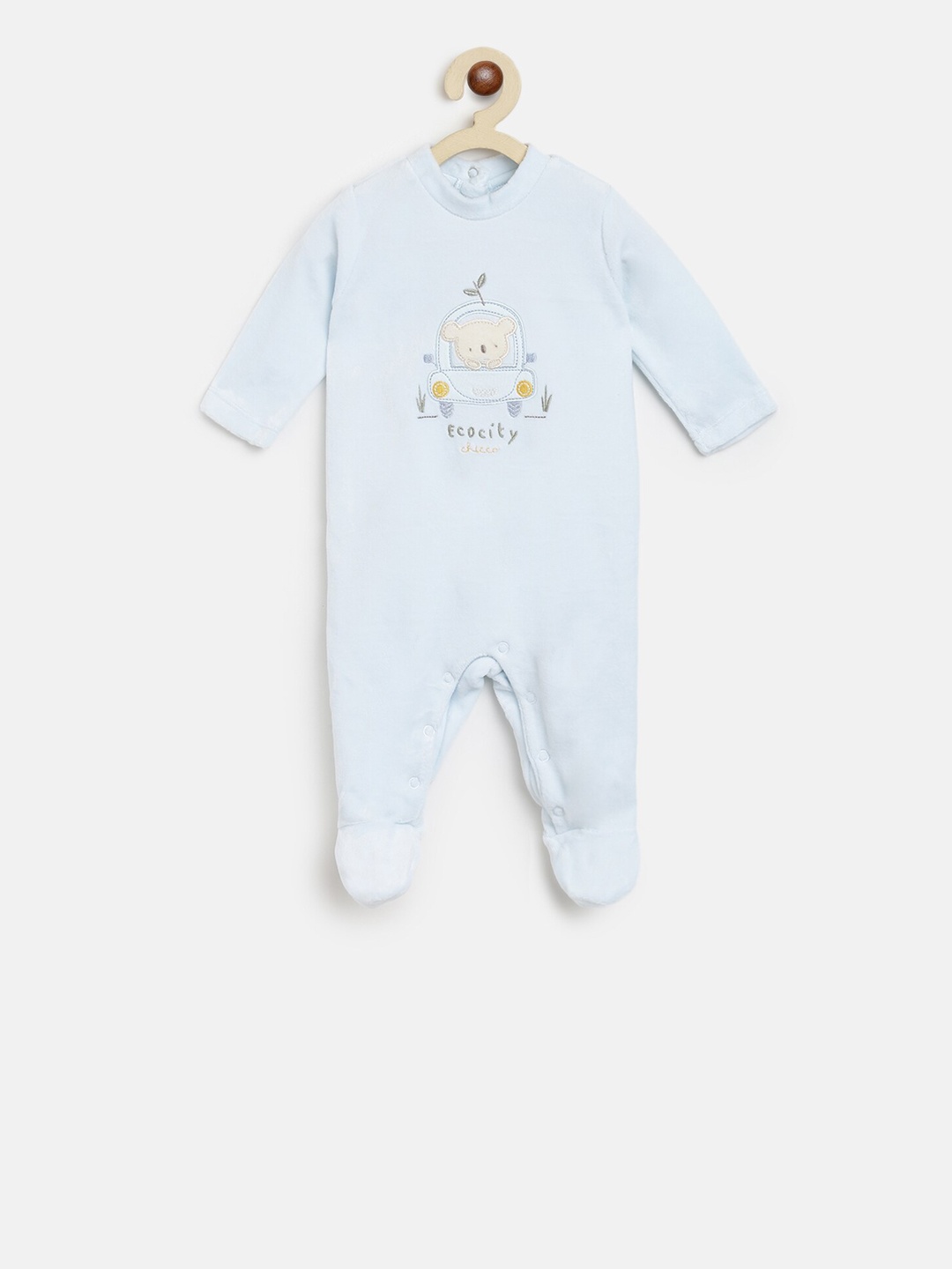 

Chicco Infant Kids Blue Printed Sleepsuit Bib & Hat Gift Set