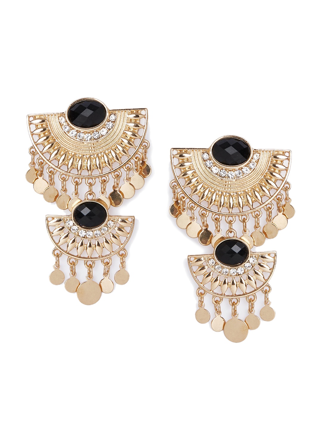 

Globus Gold-Plated & Black Geometric Chandbalis