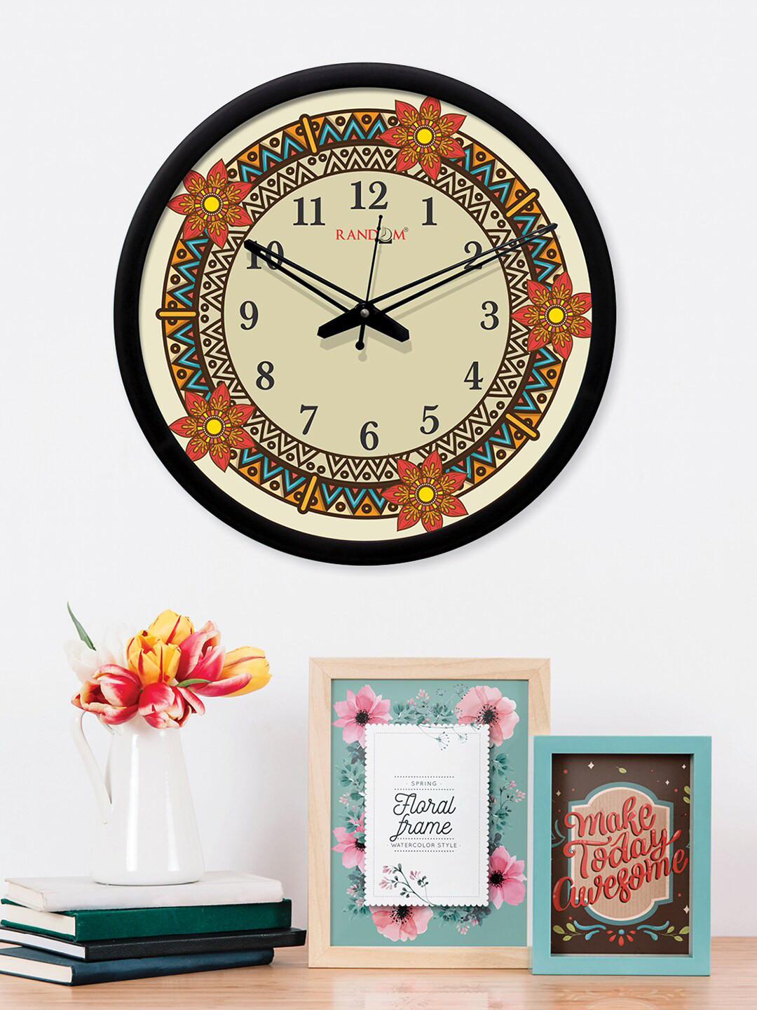 

RANDOM Beige Round Printed Analogue Wall Clock (30.48 cm x 30.48 cm)