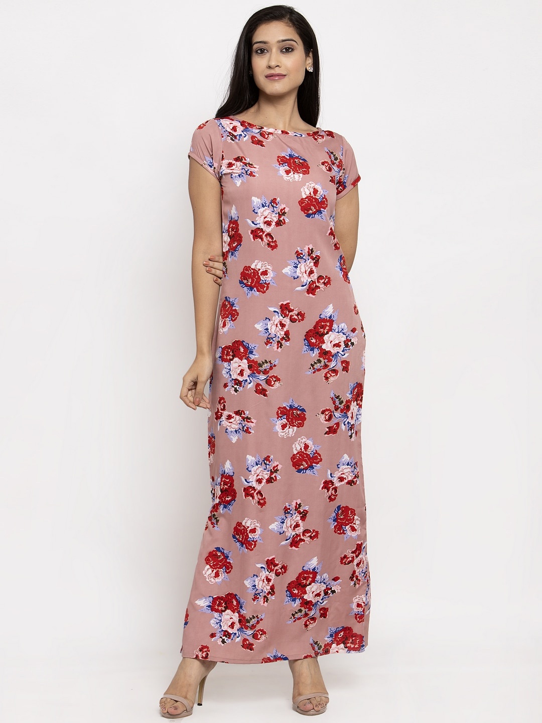 

Karmic Vision Women Pink Printed Maxi Dress