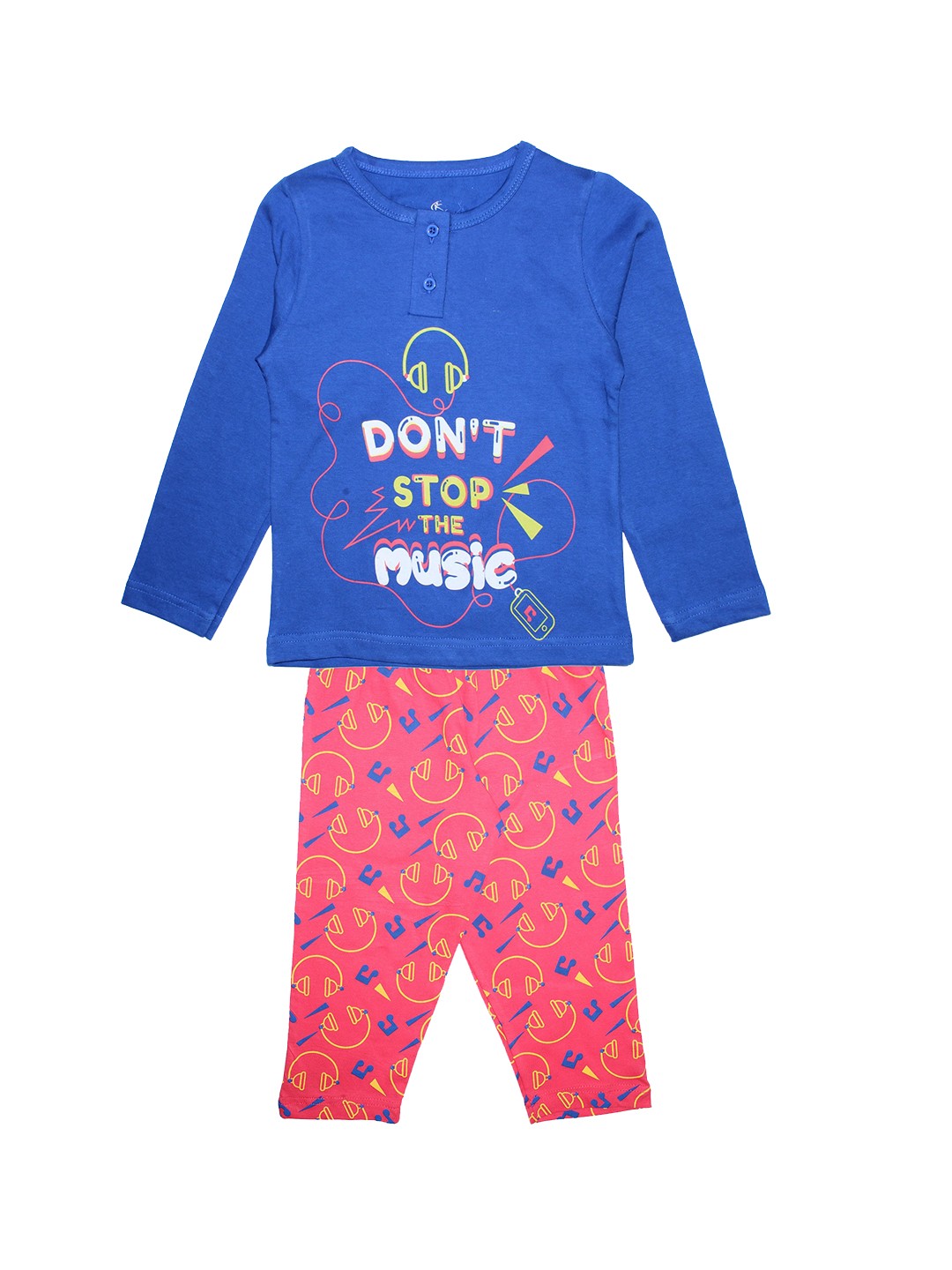 

KiddoPanti Girls Blue & Pink Printed Night Suit AW20GNS051