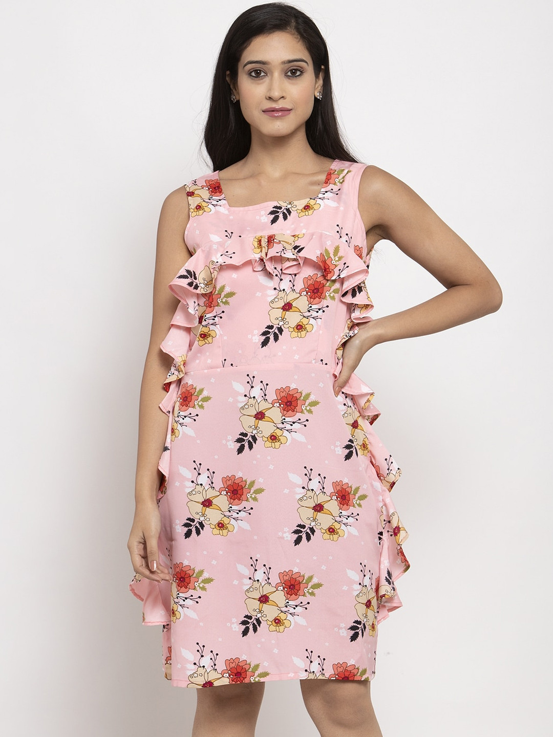 

Karmic Vision Women Pink & Red Floral Print Sheath Dress