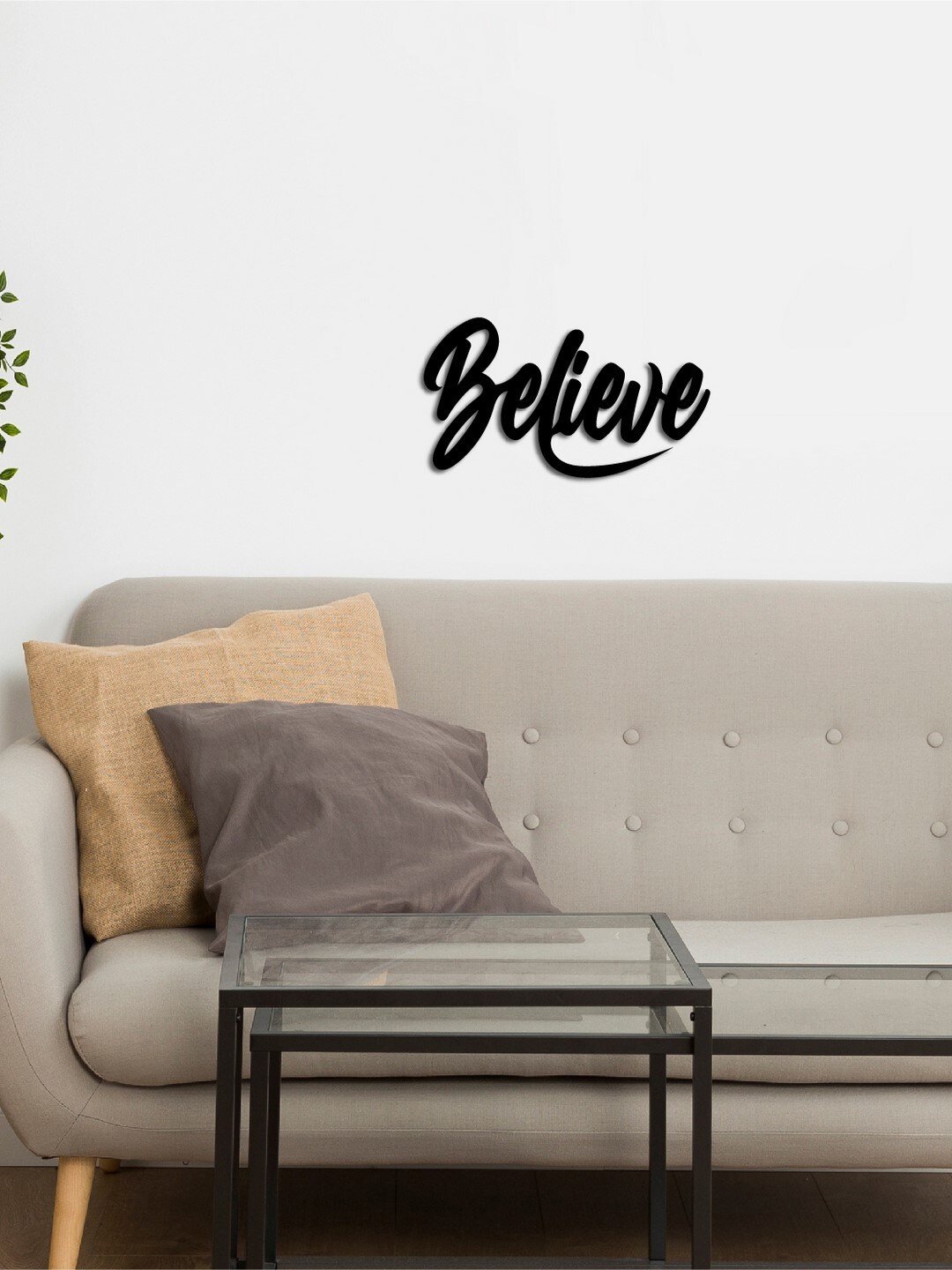 

eCraftIndia Black Ready to Hang Believe Wooden Cutout Wall Decor