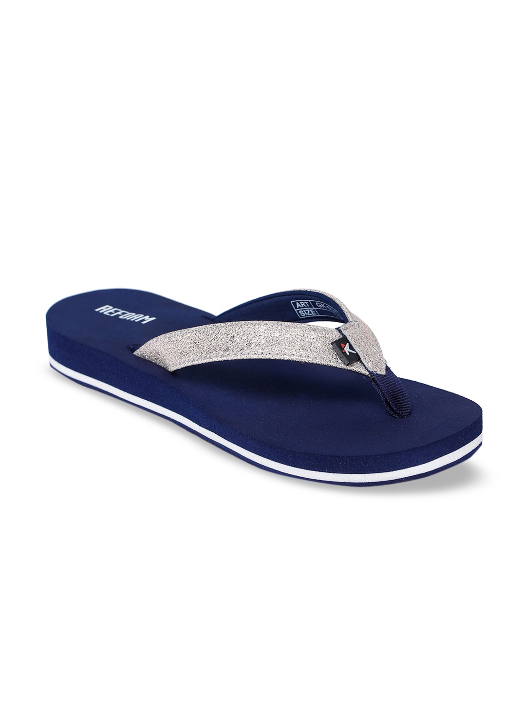 

REFOAM Women Silver-Toned Solid Thong Flip-Flops