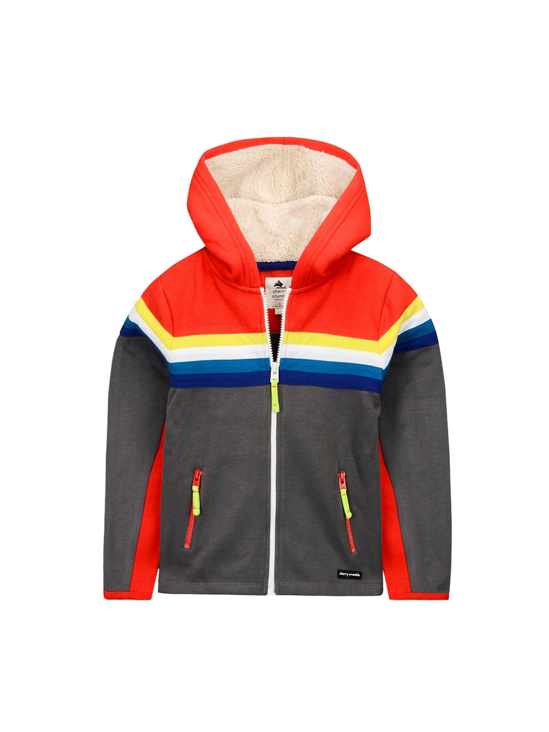 

Cherry Crumble Kids Red & Grey Colourblocked Hooded Sweatshirt