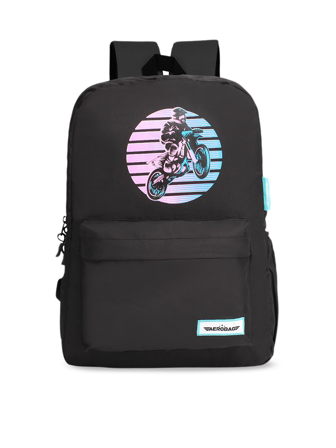 AEROBAG Unisex Black & Blue Graphic Backpack