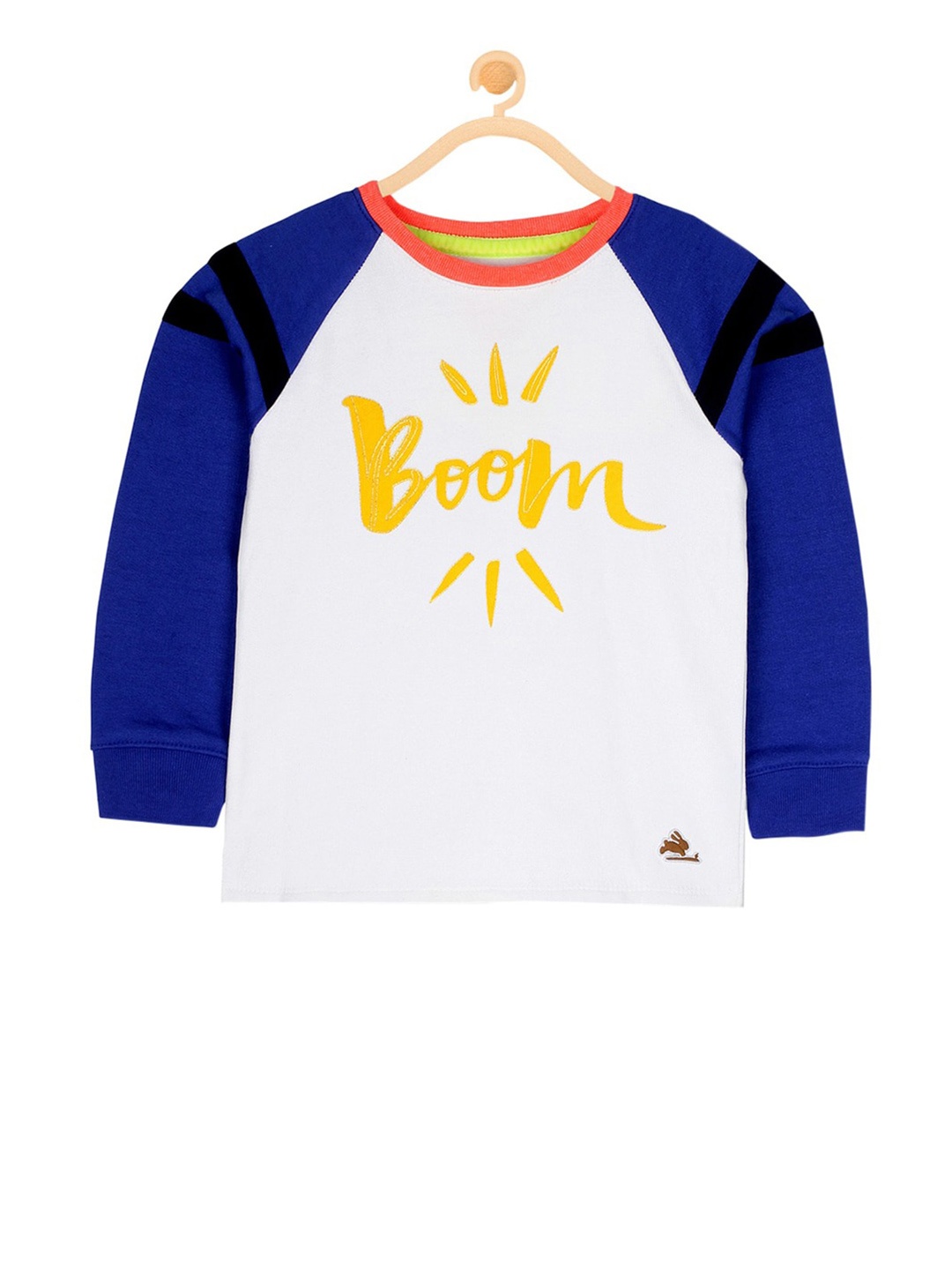 

Cherry Crumble Unisex Kids White & Blue Colourblocked Printed Sweatshirt
