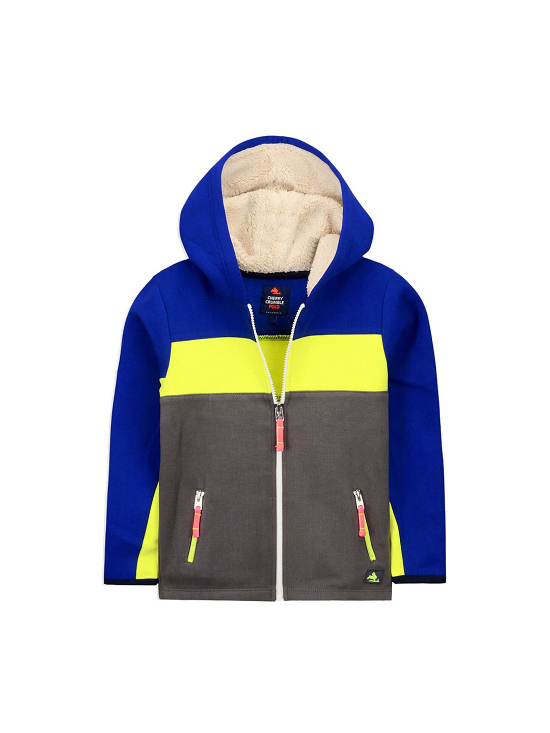 

Cherry Crumble Kids Grey & Blue Colourblocked Hooded Sweatshirt