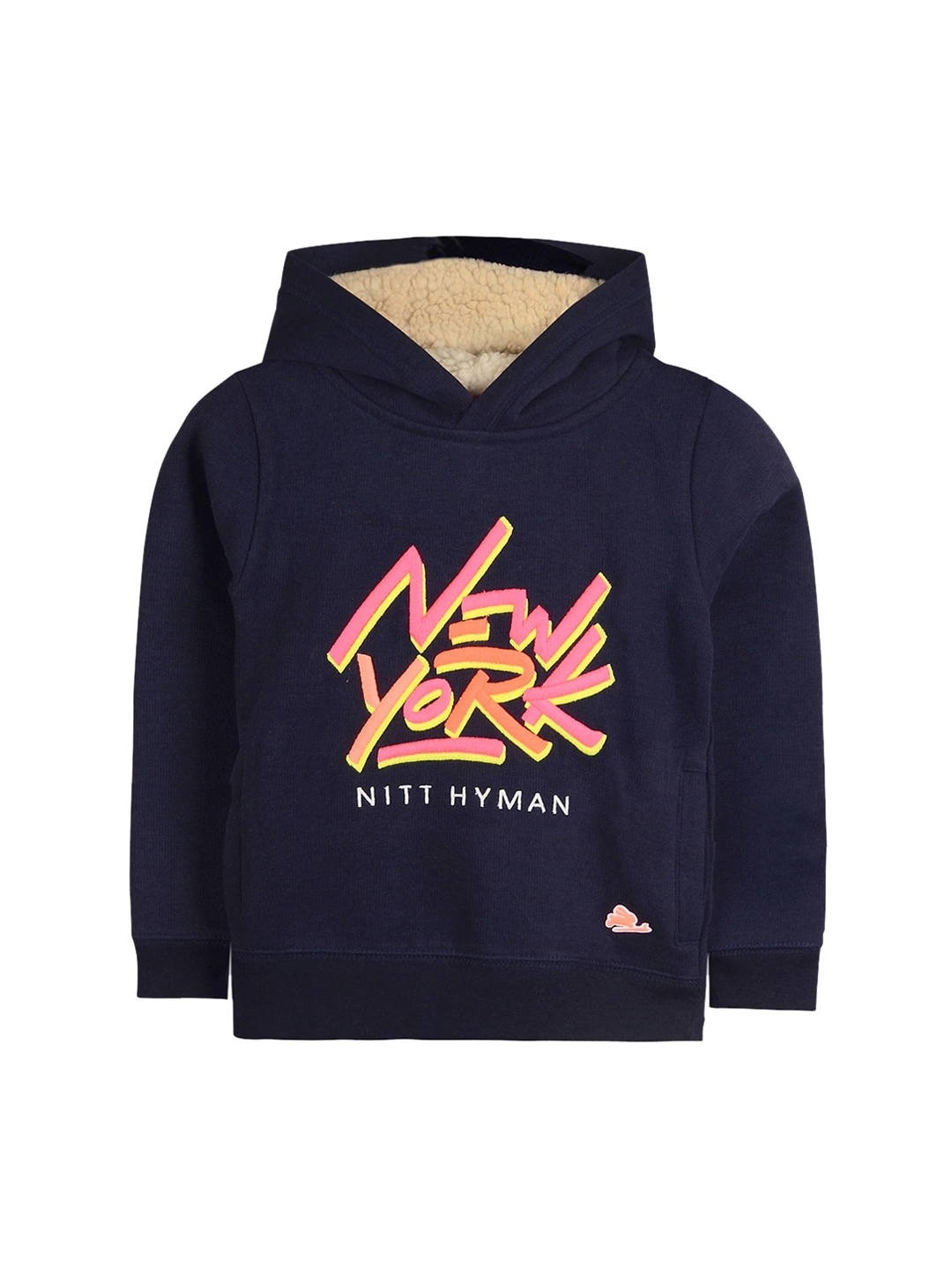 

Cherry Crumble Kids Blue Printed Hooded Sweatshirt