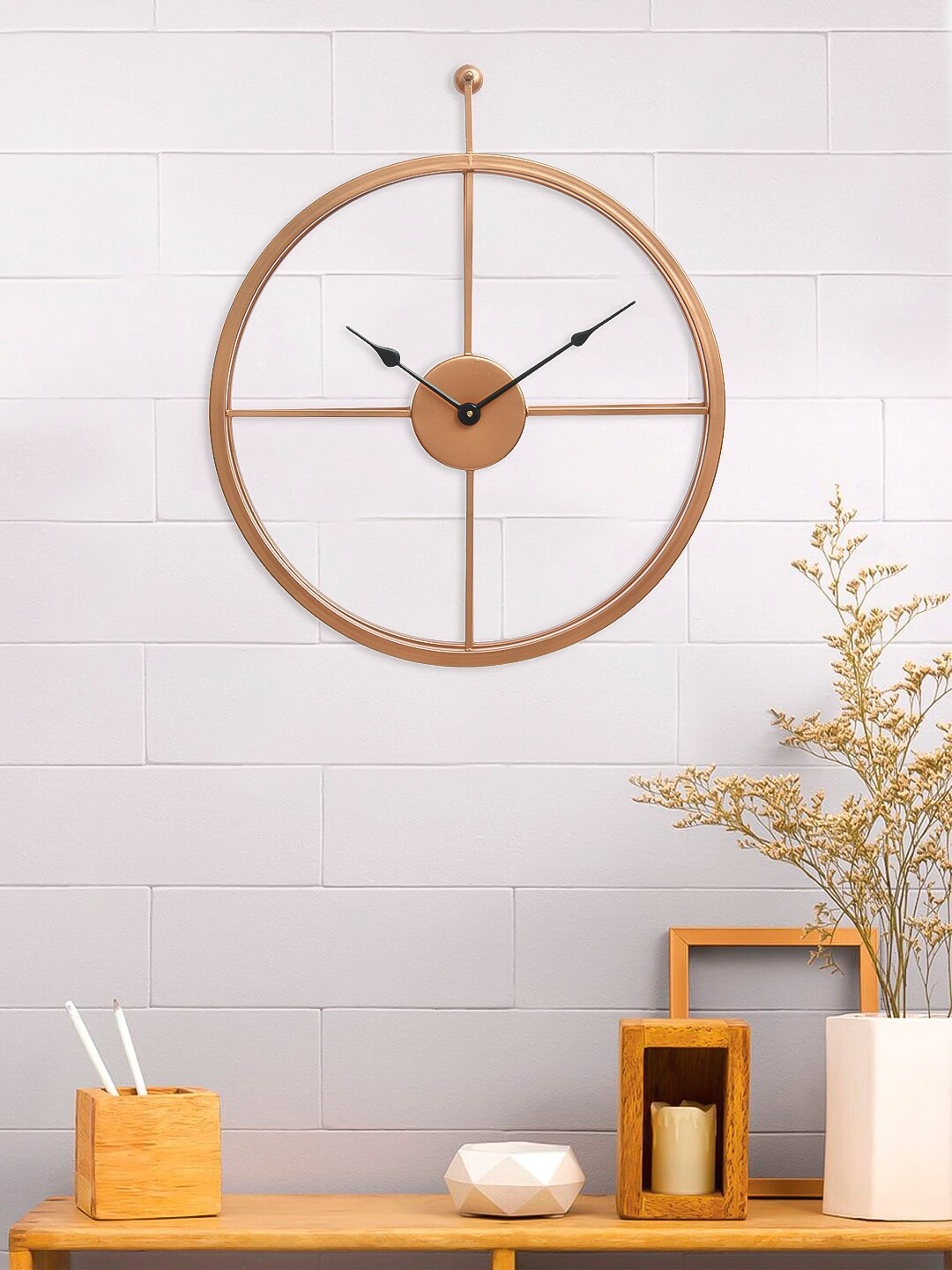 

eCraftIndia Brown Handcrafted Round Solid Analogue Wall Clock