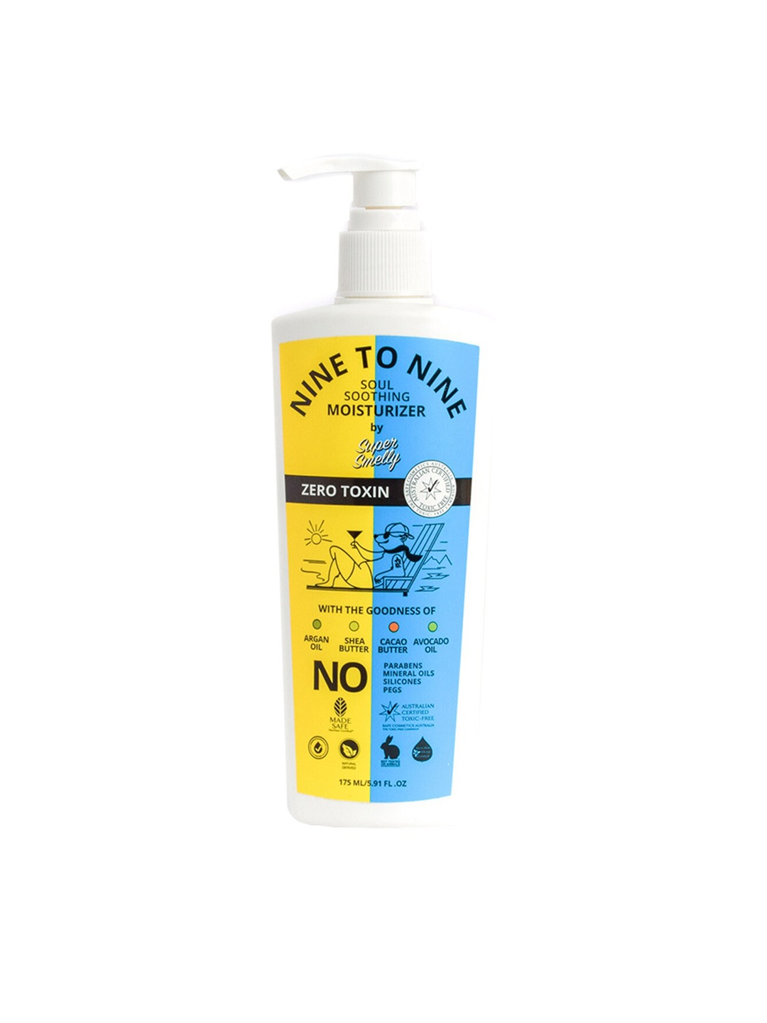 

Super Smelly Unisex Nine To Nine Natural All Skin Types Body Lotion 175 ml, White