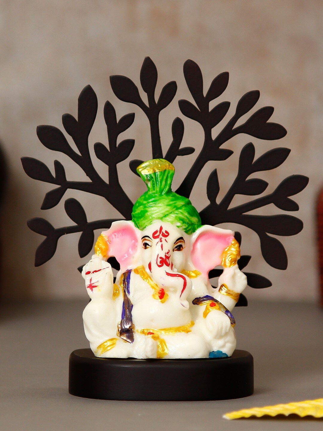 

eCraftIndia White & Black Lord Ganesh Idol Showpiece With Wooden Tree